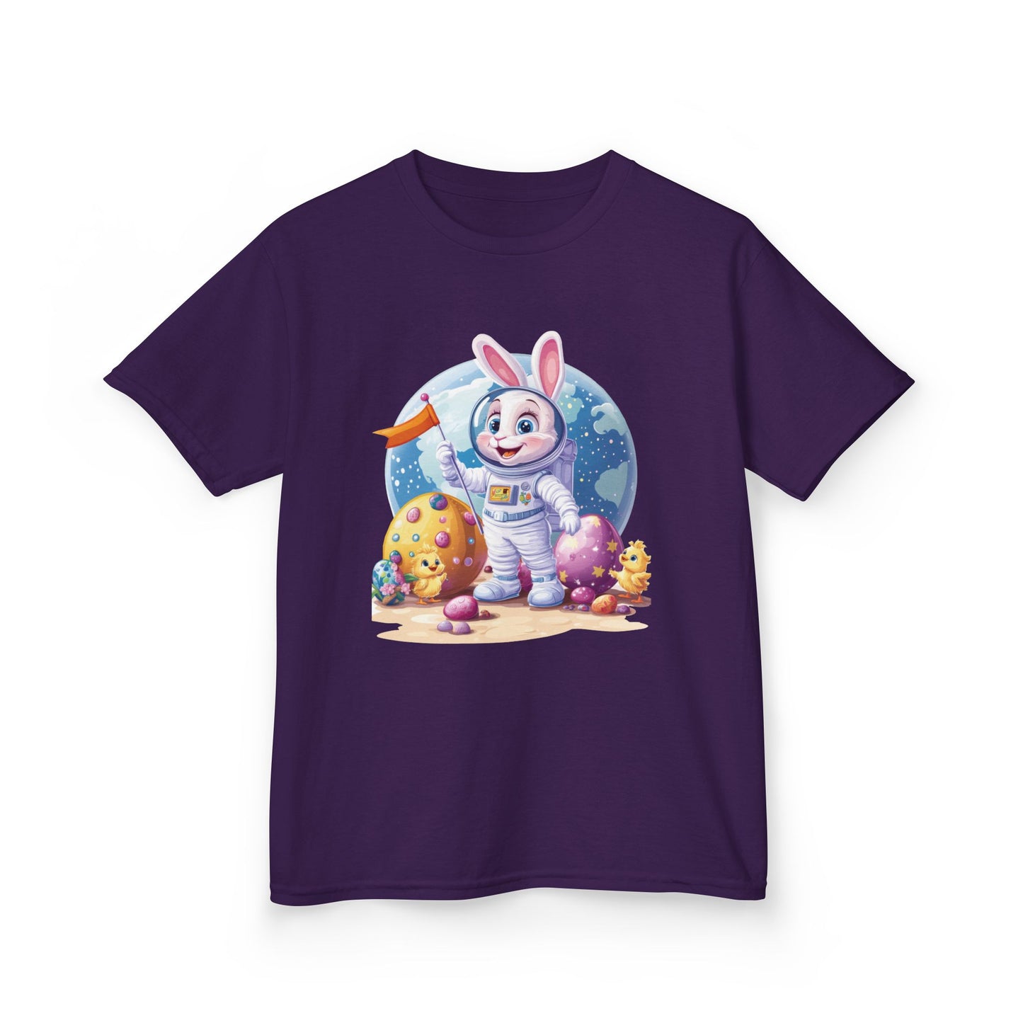Kids Easter Astronaut Bunny T-Shirt, Space Bunny with Eggs, Galaxy Adventure Tee, Cute Bunny Gift for Boys and Girls