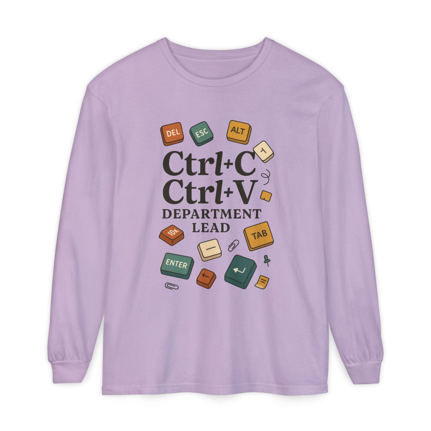 Graphic Long Sleeve Tee, Ctrl+C Ctrl+V Department Lead, Funny Office Humor Shirt, Programmer Gift, Tech Nerd Tee, IT Department Apparel