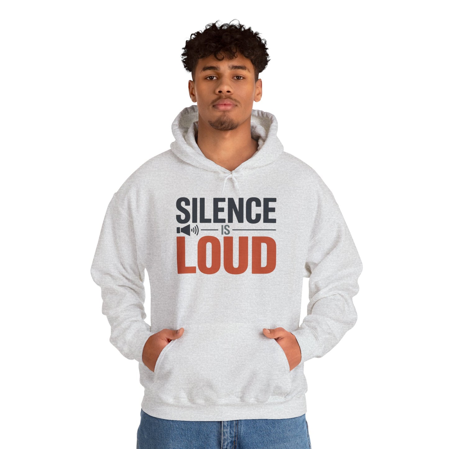 Mens Heavy Blend™ Hooded Sweatshirt, Silence Is Loud Graphic Motivational Mens Hoodie