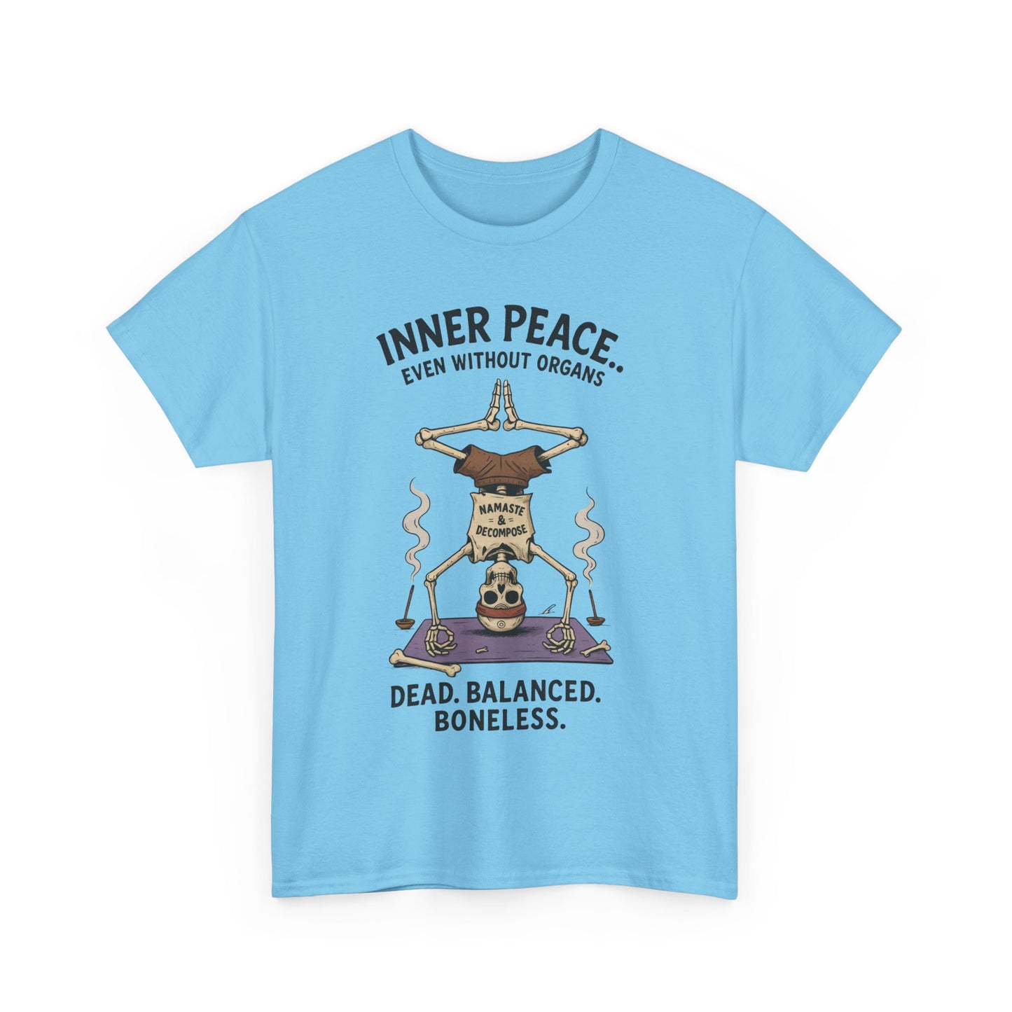 Inner Peace Skeleton Yoga Unisex Tee, Dark Humor Meditation Shirt, Gift for Mindfulness Lovers, Yoga Shirt, Peaceful Vibes