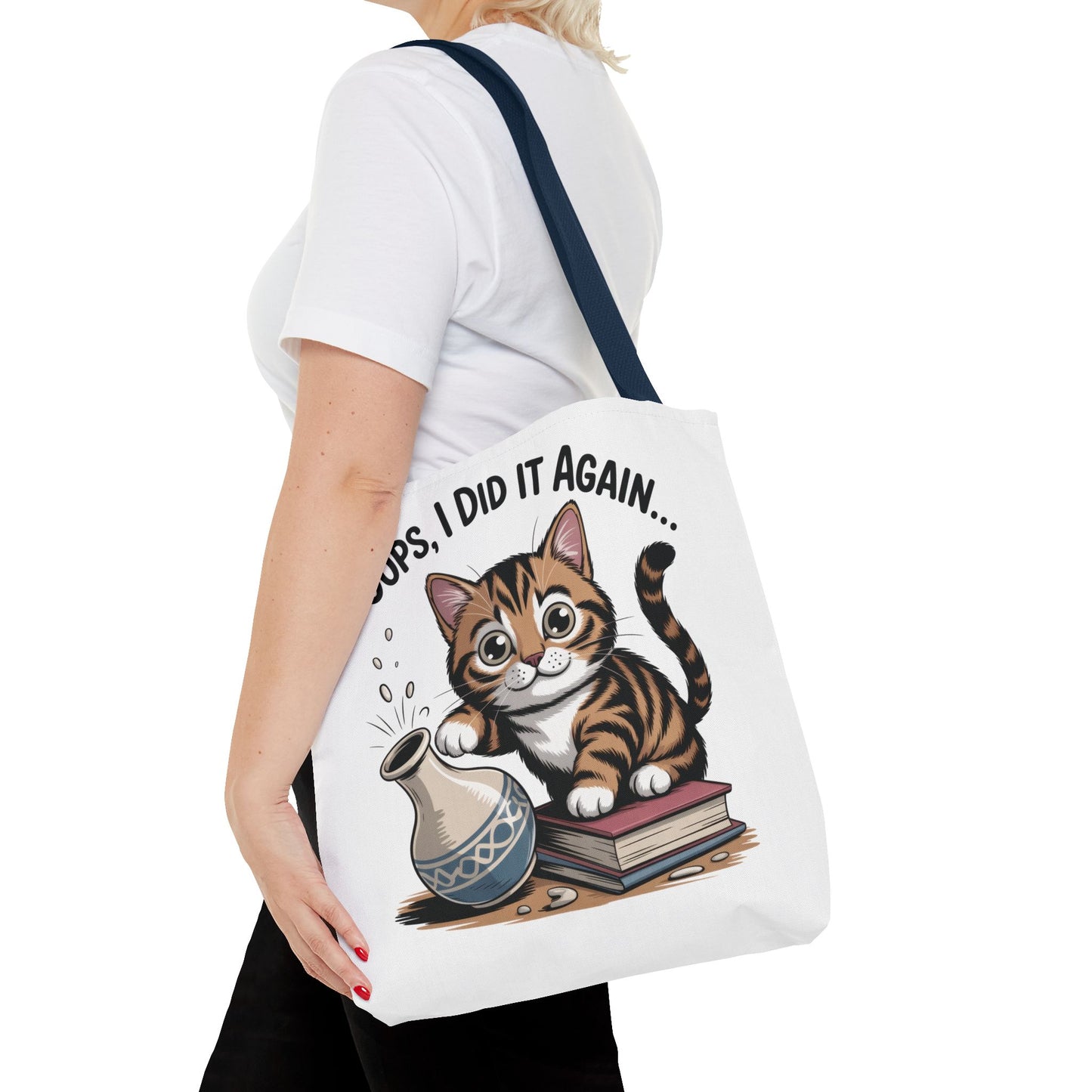 Cat-Themed Tote Bag, "Oops, I Did It Again", Perfect Gift for Cat Lovers, Pet Owners, Birthday, or Everyday Use, Large Tote Bag, beach bag