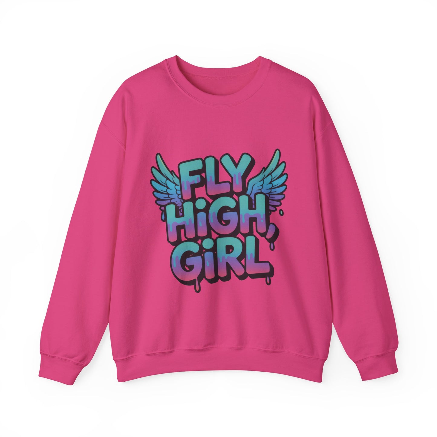 Women's Sweatshirt Fly High Girl, Graffiti Drip Angel Wings Streetwear Pullover Top