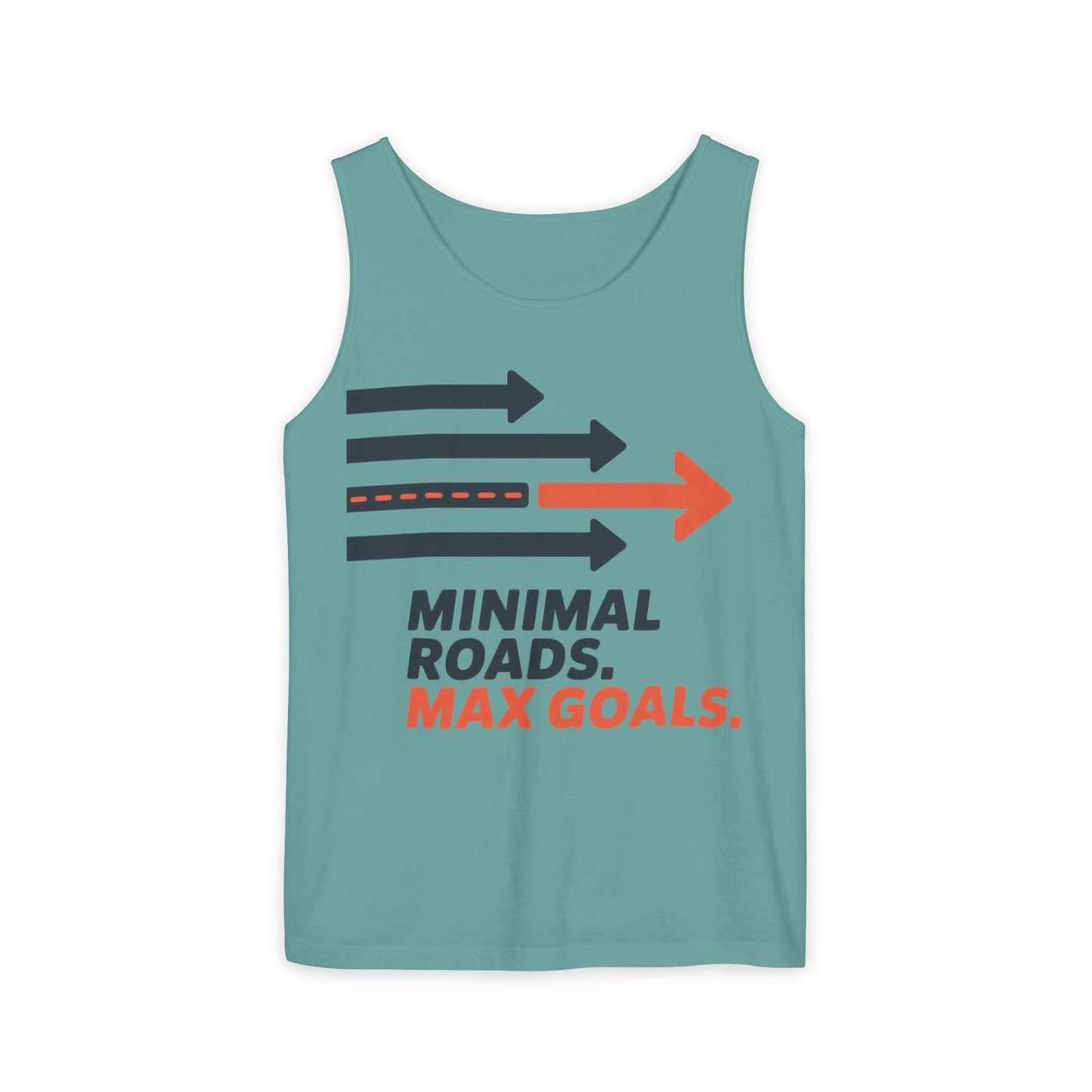 Mens Garment-Dyed Tank Top, Minimal Roads Max Goals Motivational Mens Tank Top