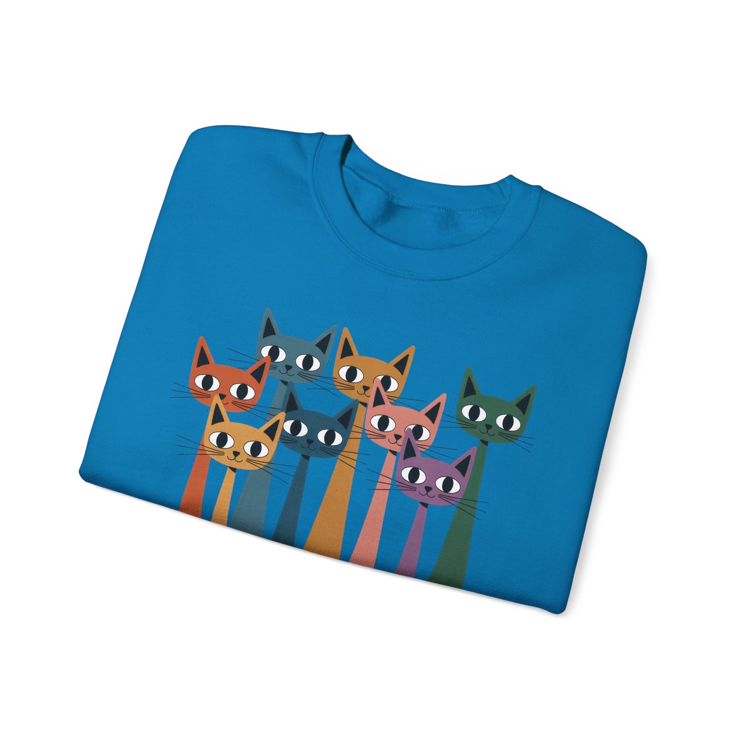 Colorful Cat Sweatshirt, Cozy Crewneck, Cat Lover Gift, Unisex Sweatshirt, Cute Animal Apparel, Fun Gift for Cat Owners