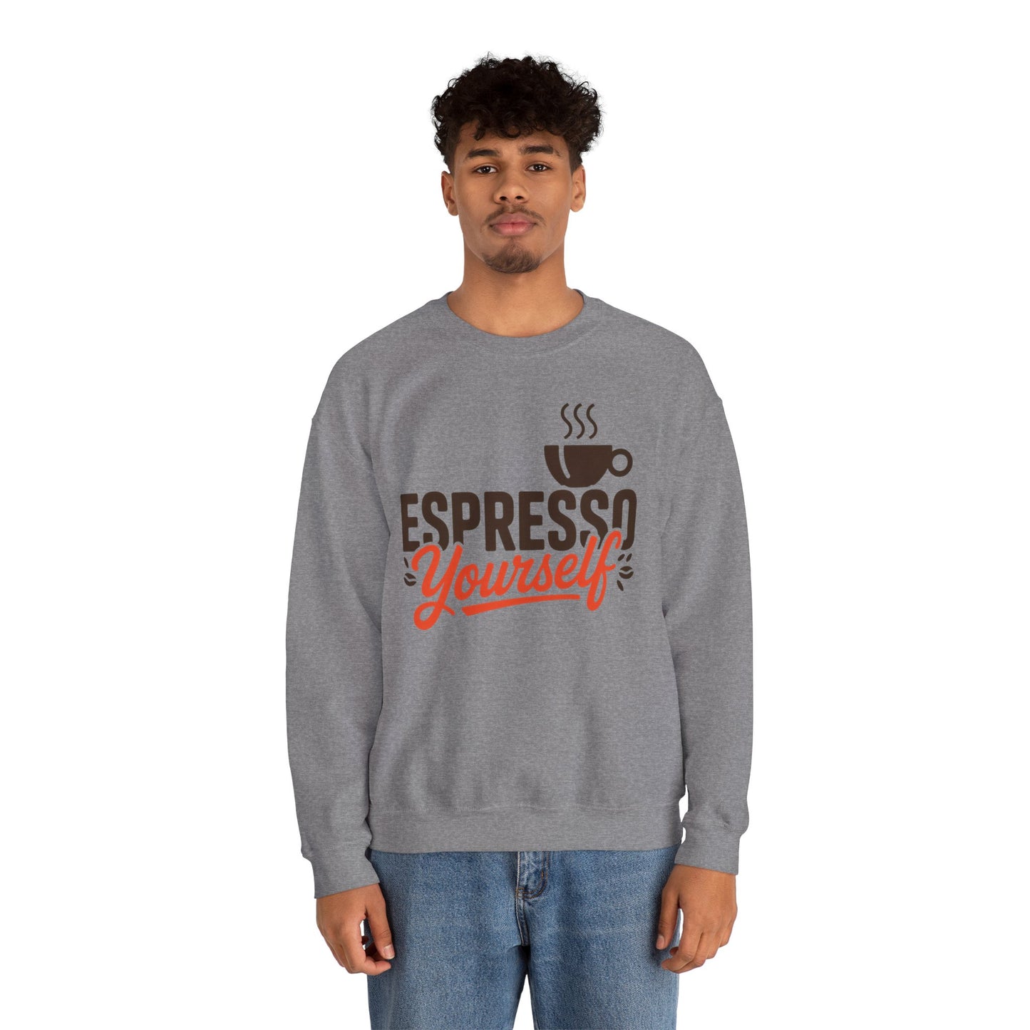 Men's Heavy Blend™ Crewneck Sweatshirt, Espresso Yourself Sweatshirt, Funny Coffee Lover Mens Crewneck, Cafe Lover Gift
