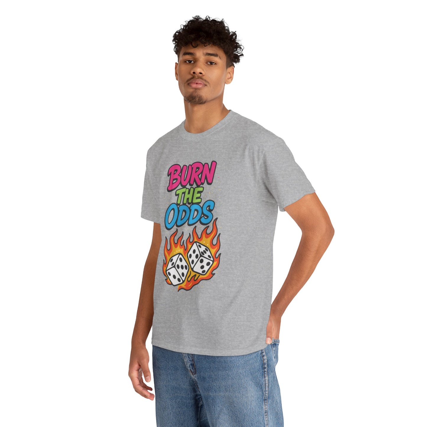 Burn the Odds Graphic Tee | Cool Casual Wear, Gaming Shirt, Unisex Cotton Tee, Dice Design T-Shirt, Gift for Gamers