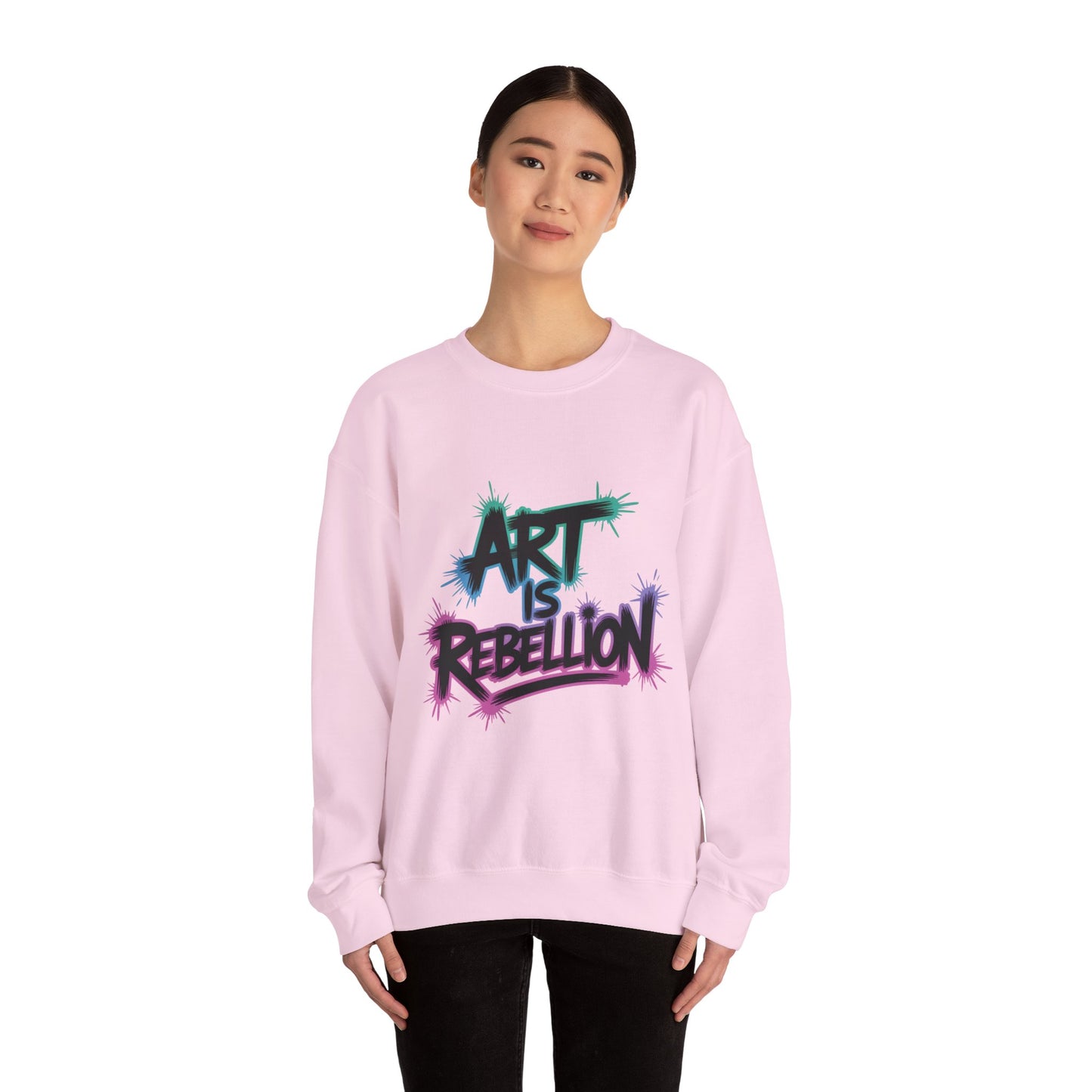 Art Is Rebellion Women's Sweatshirt, Graffiti Graphic Pullover, Bold Rebel Street Art Statement Top, Heavy Blend™ Crewneck Sweatshirt