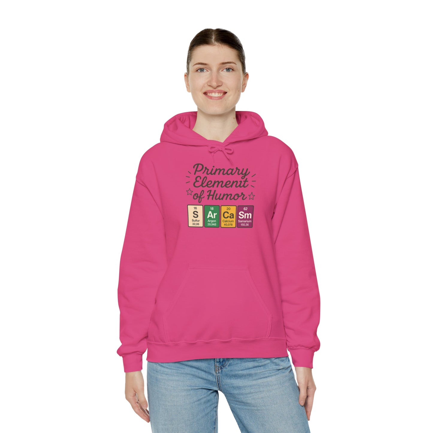 Sarcasm Hoodie for Women, Funny Chemistry Hoodie, Primary Element of Humor Science Sweatshirt, Nerdy Gift for Her
