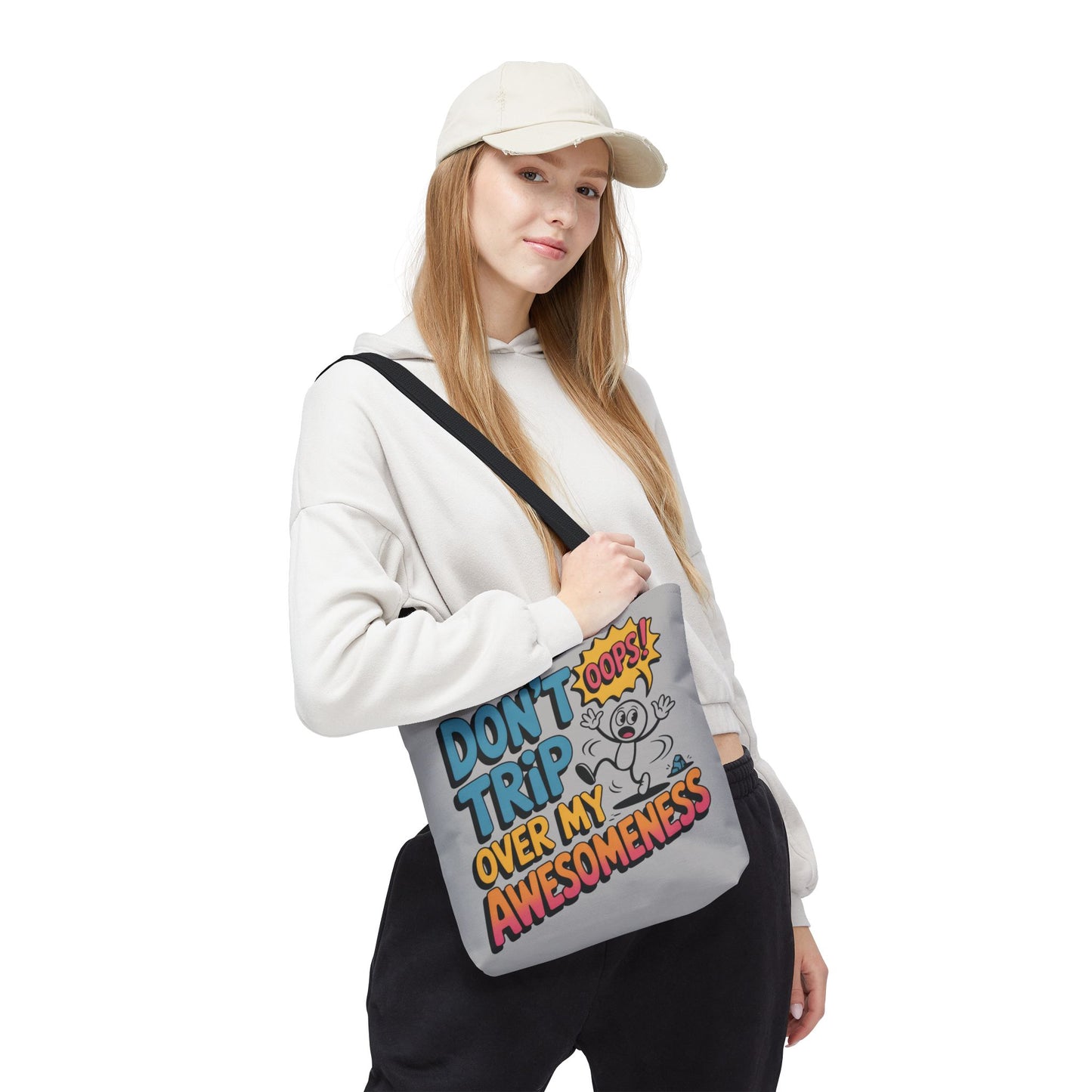 Funny Tote Bag - "Don't Trip Over My Awesomeness" - Perfect for Gifts, Beach Days, Shopping, & More!, , Large Tote Bag, beach weekender bag