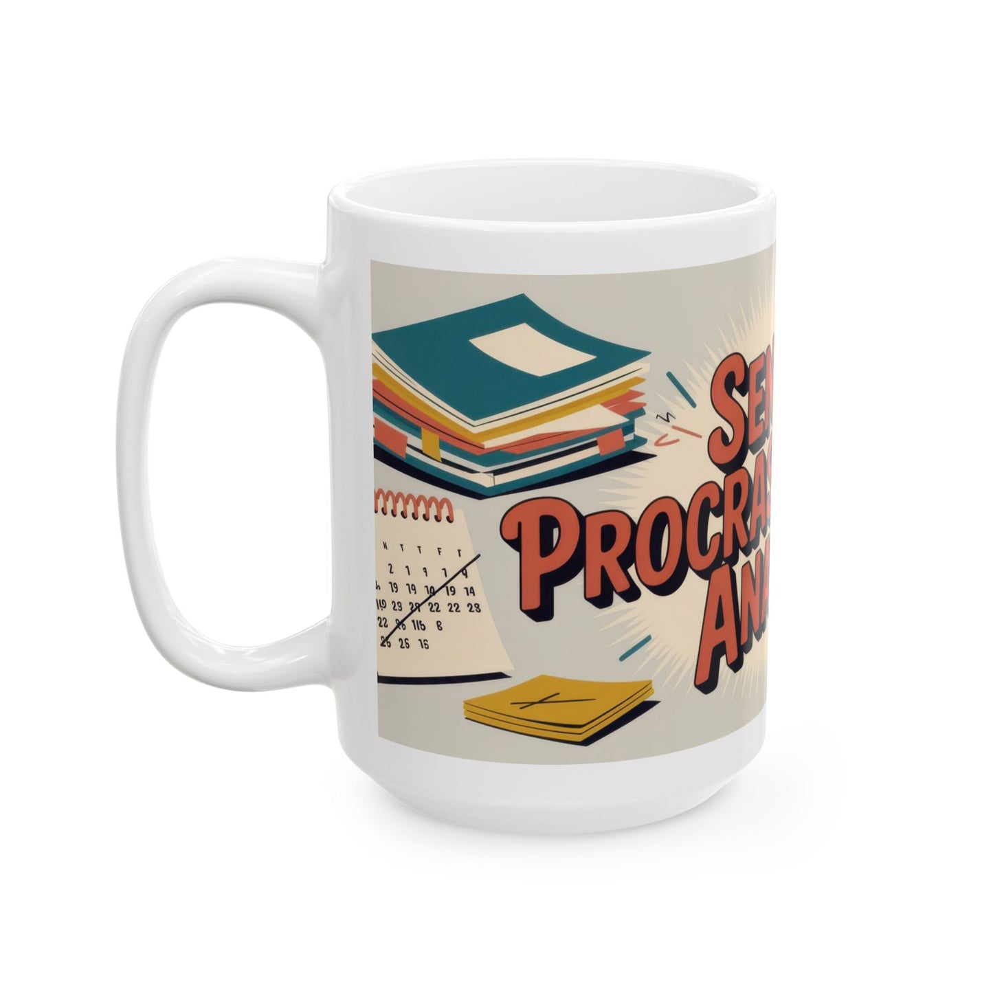 Senior Procrastination Analyst Mug, Funny Coffee Cup for Office, Gift for Coworkers, Humorous Ceramic Mug, Deadline Joke Coffee Mug