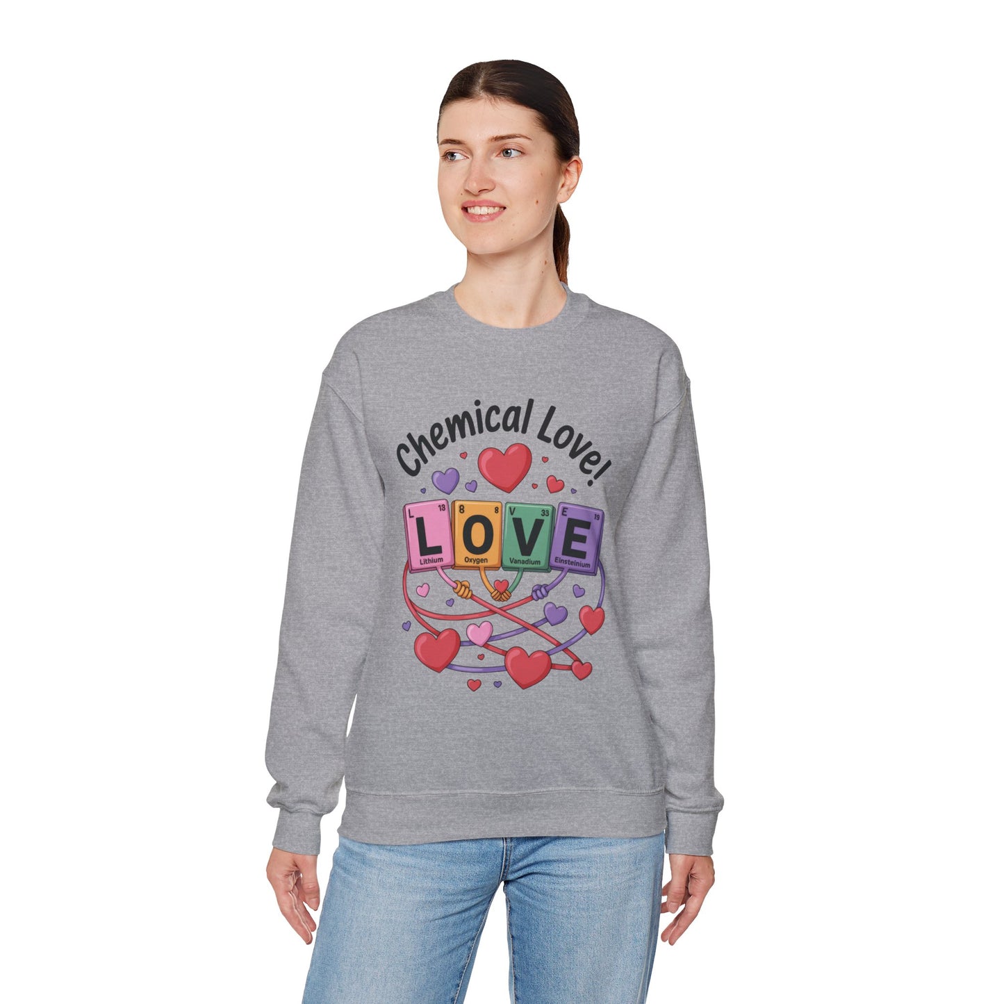 Chemical Love Women's Sweatshirt, Womens Crewneck, Cute Sweatshirt Gift, Valentines Day Pullover, Science Lovers Apparel, Relationship Humor