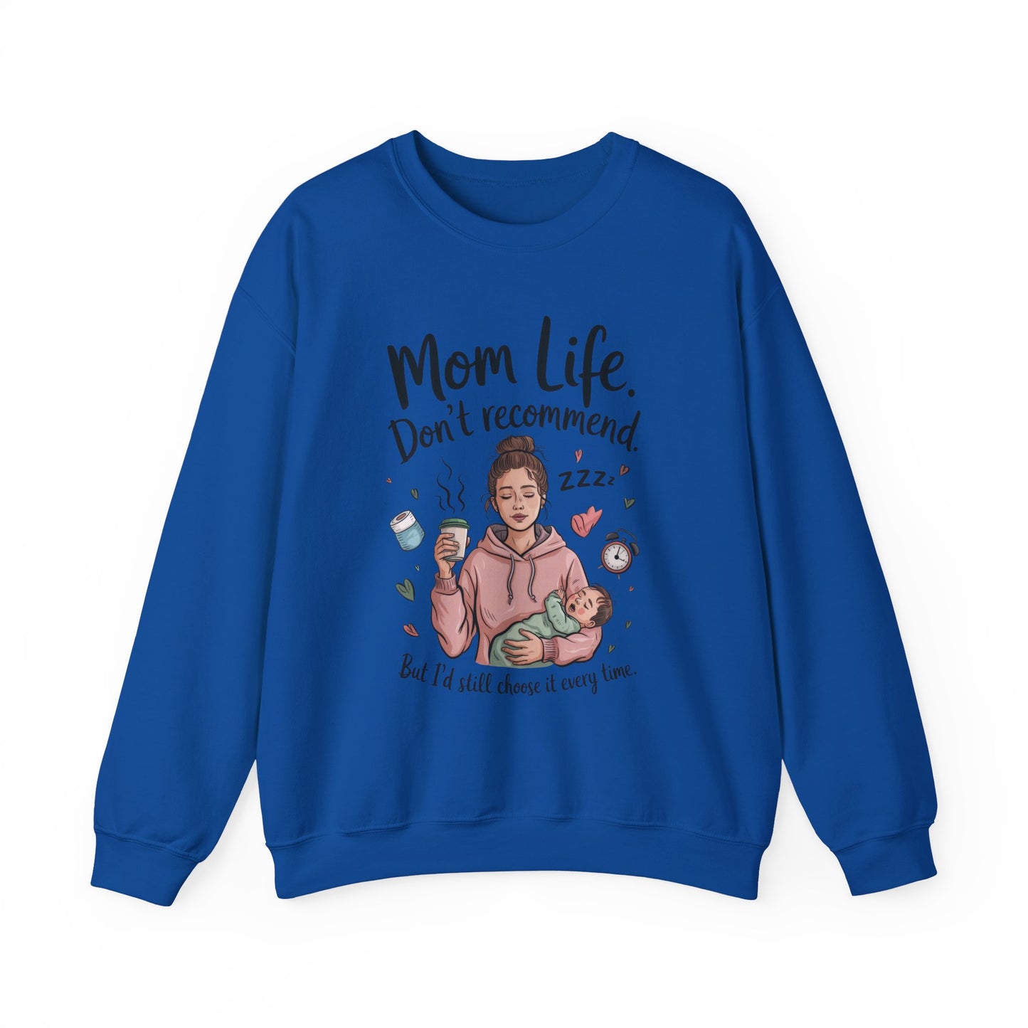 Mom Life Crewneck Sweatshirt, New Mom Gift, Cozy Everyday Wear, Funny Parent Apparel, Tired Mama Humor Tee