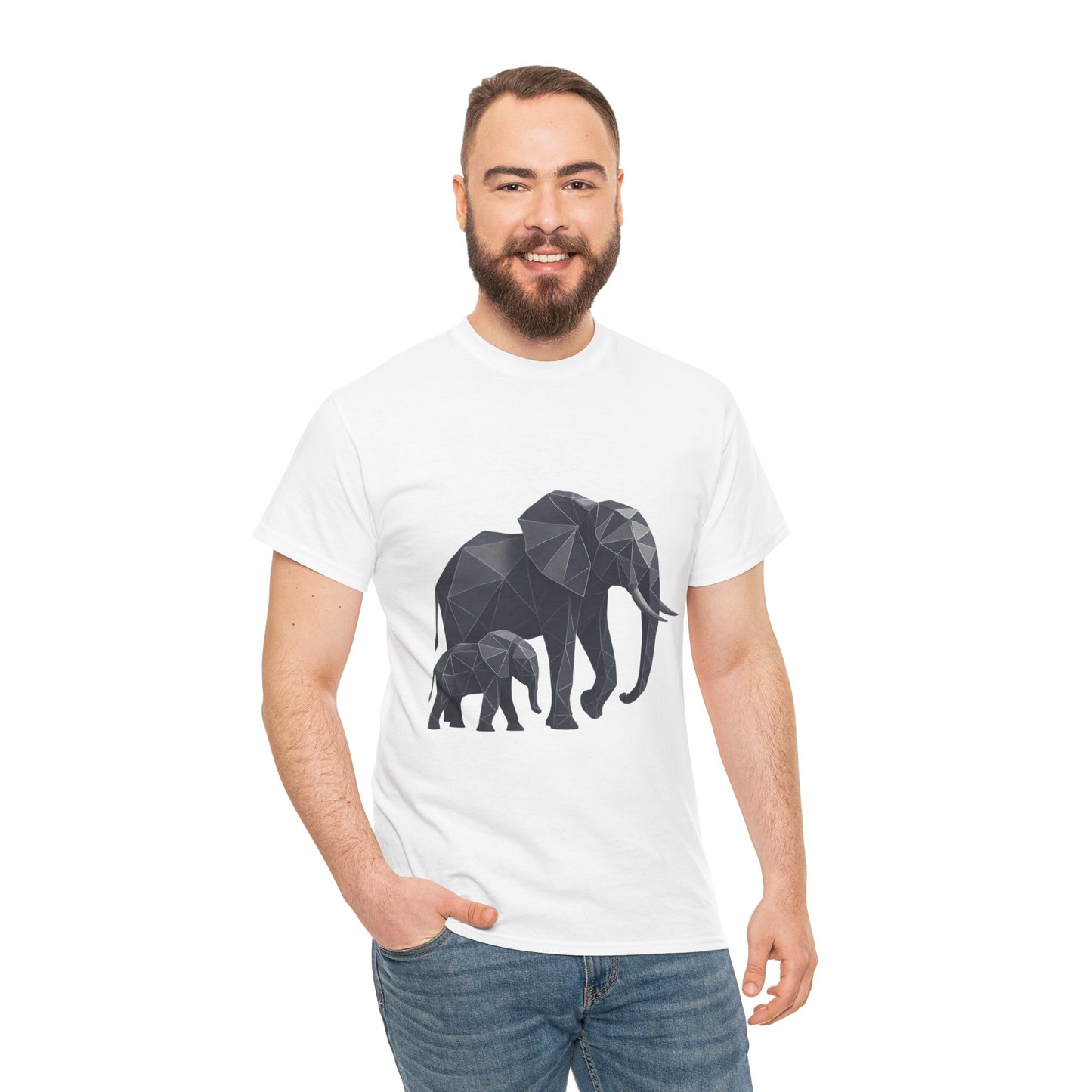 Geometric Elephant Tee - Minimalist Art Shirt, Nature Lover Gift, Animal Print T-Shirt, Unisex Cotton Tee, Eco-Friendly Wear