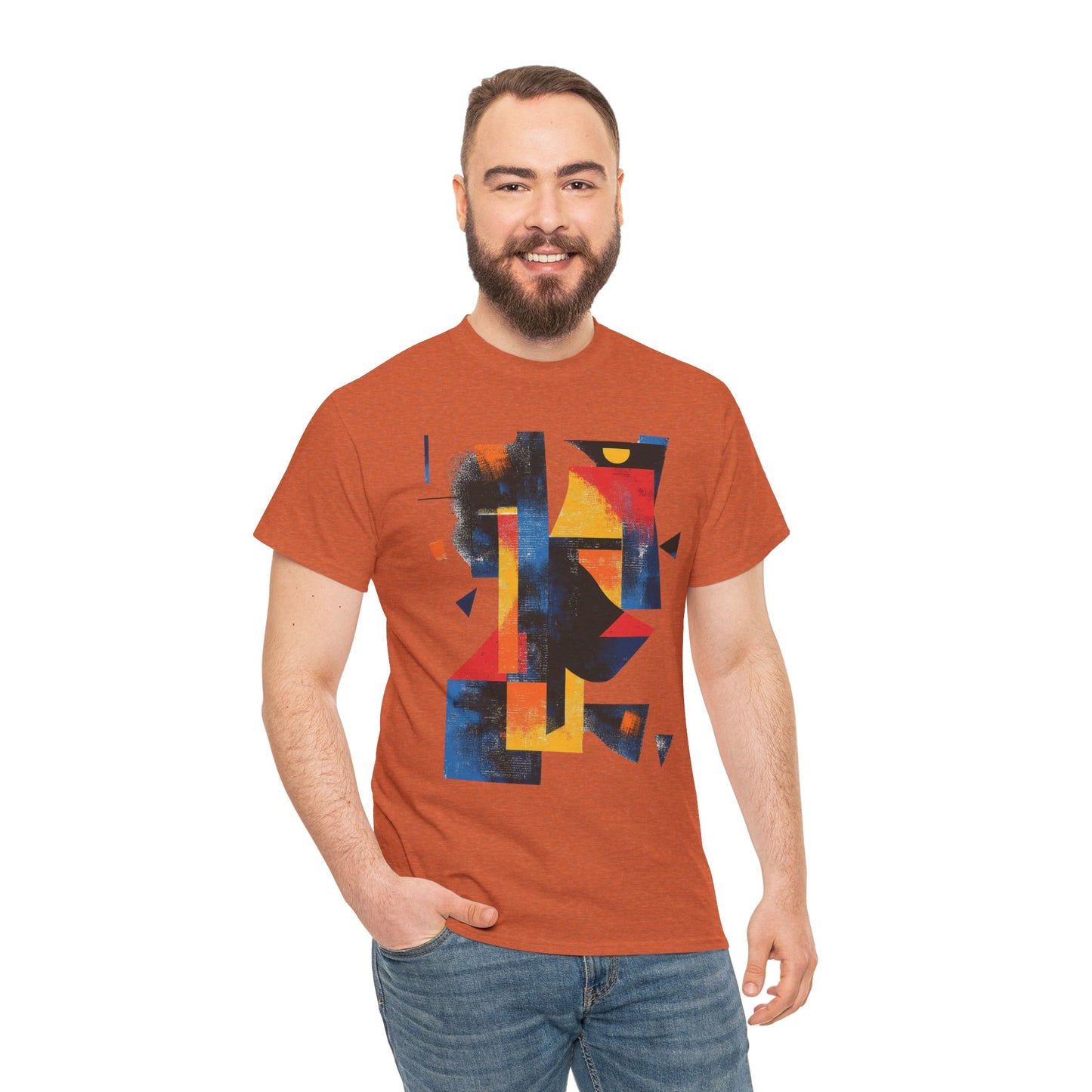 Abstract Geometric Art T-Shirt, Colorful Unisex Heavy Cotton Tee, Modern Artistic Shirt, Bold Graphic Print Tee