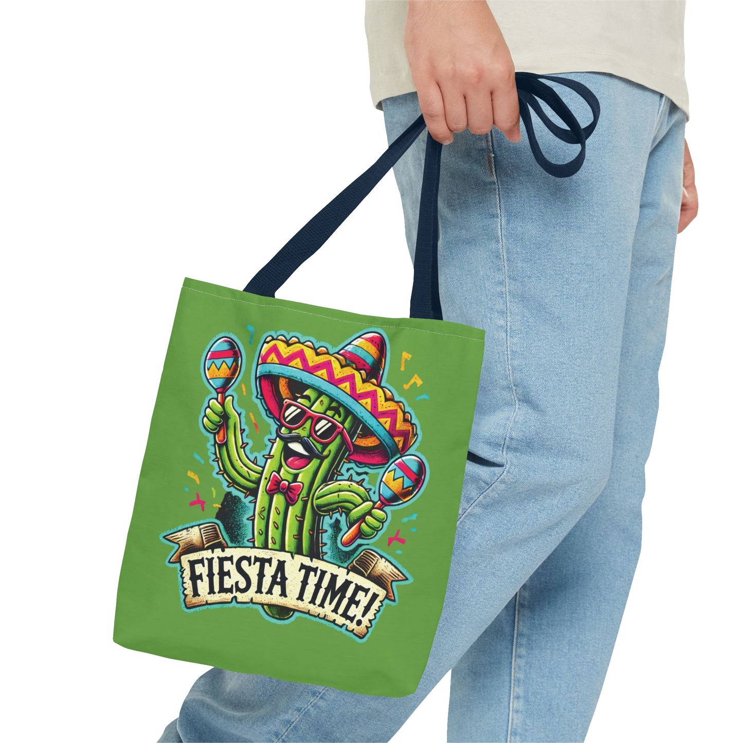 Fiesta Time Cactus Tote Bag, Funny Mexican Party Gift, Sombrero Maracas Print, Cinco de Mayo Bag, Summer Festival Tote, Beach Bag, Shopping