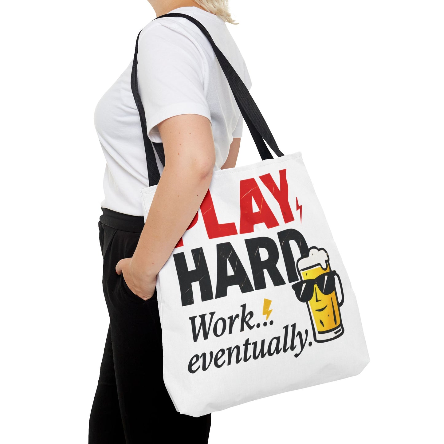 Play Hard Tote Bag - Fun, Stylish, Tote for Work & Play, Summer, Gift, Beach Bag, Everyday Carry, Beach Weekender Bag, large canvas bag