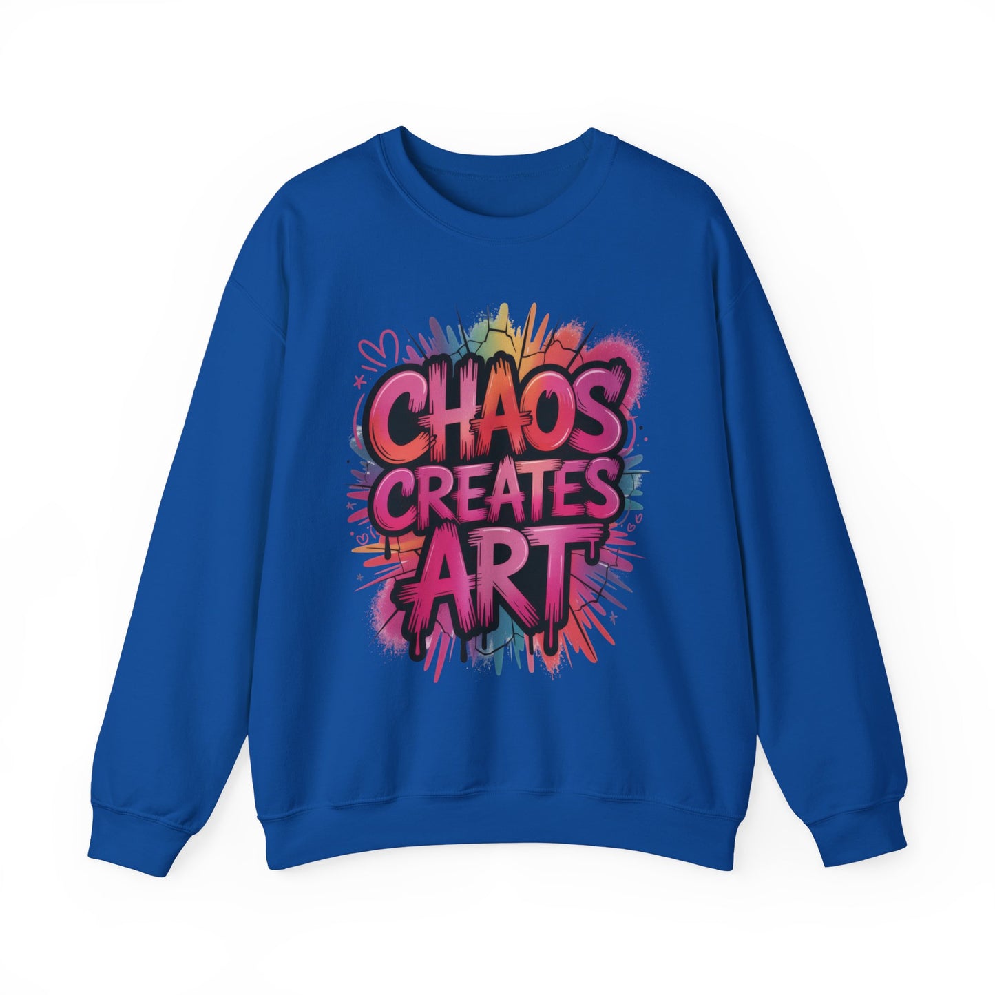 Women's Heavy Blend™ Crewneck Sweatshirt, Chaos Creates Art Graffiti Sweatshirt, Streetwear Sweatshirt
