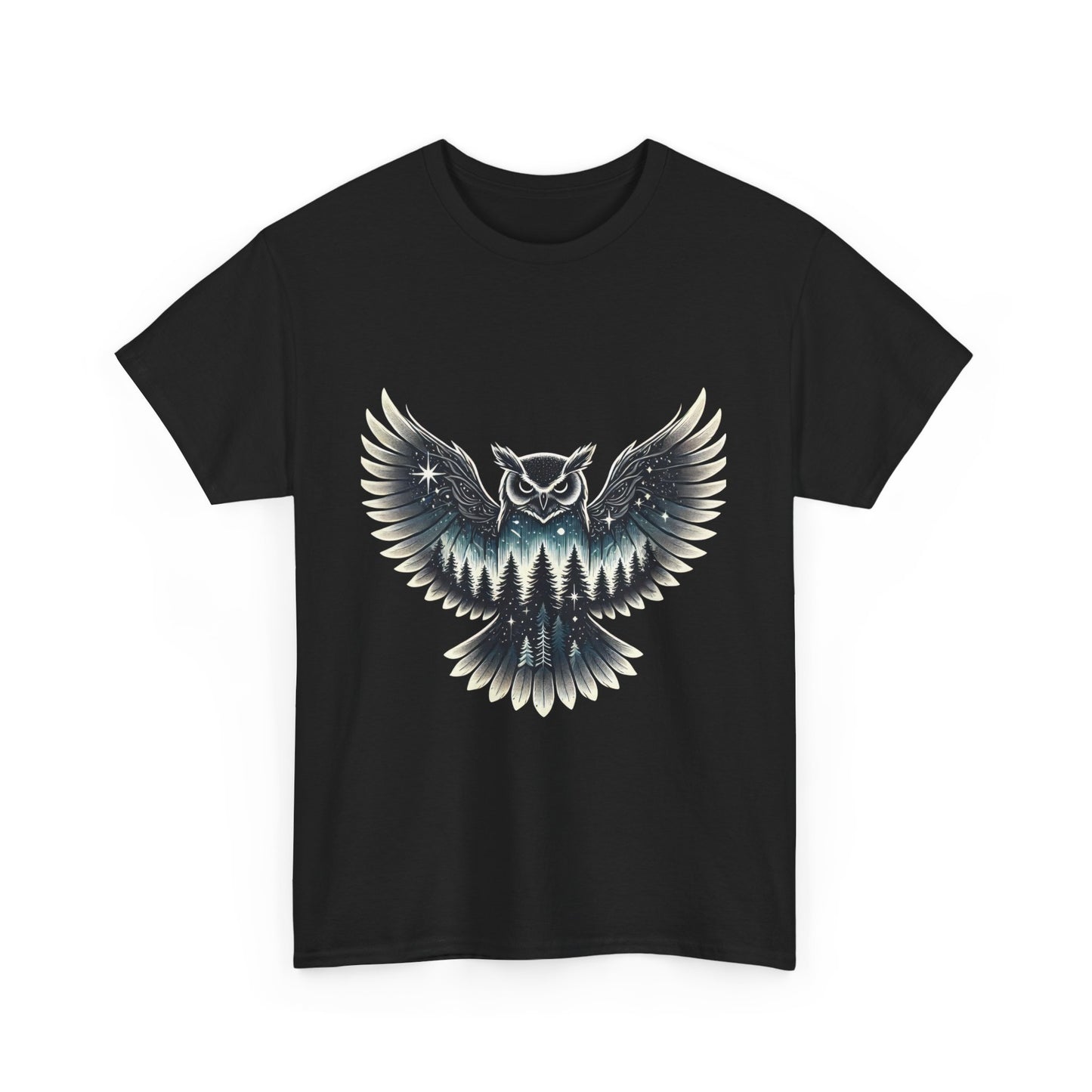 Mystical Owl Graphic Tee, Wildlife Lover Gift, Nature Shirt, Festival Wear, Boho Style, Night Bird Graphic T-Shirt