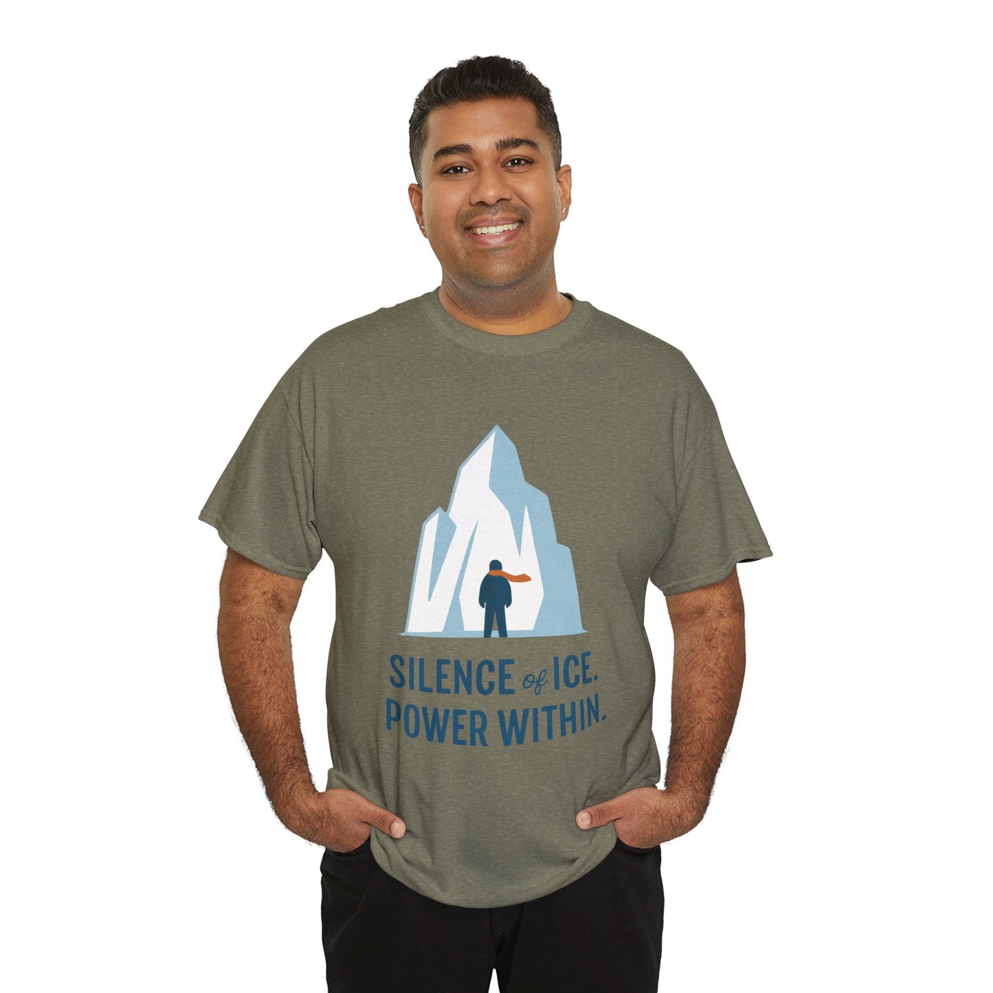 Silence of Ice Power Within Mens T-Shirt, Minimalist Nordic Iceberg Graphic Tee