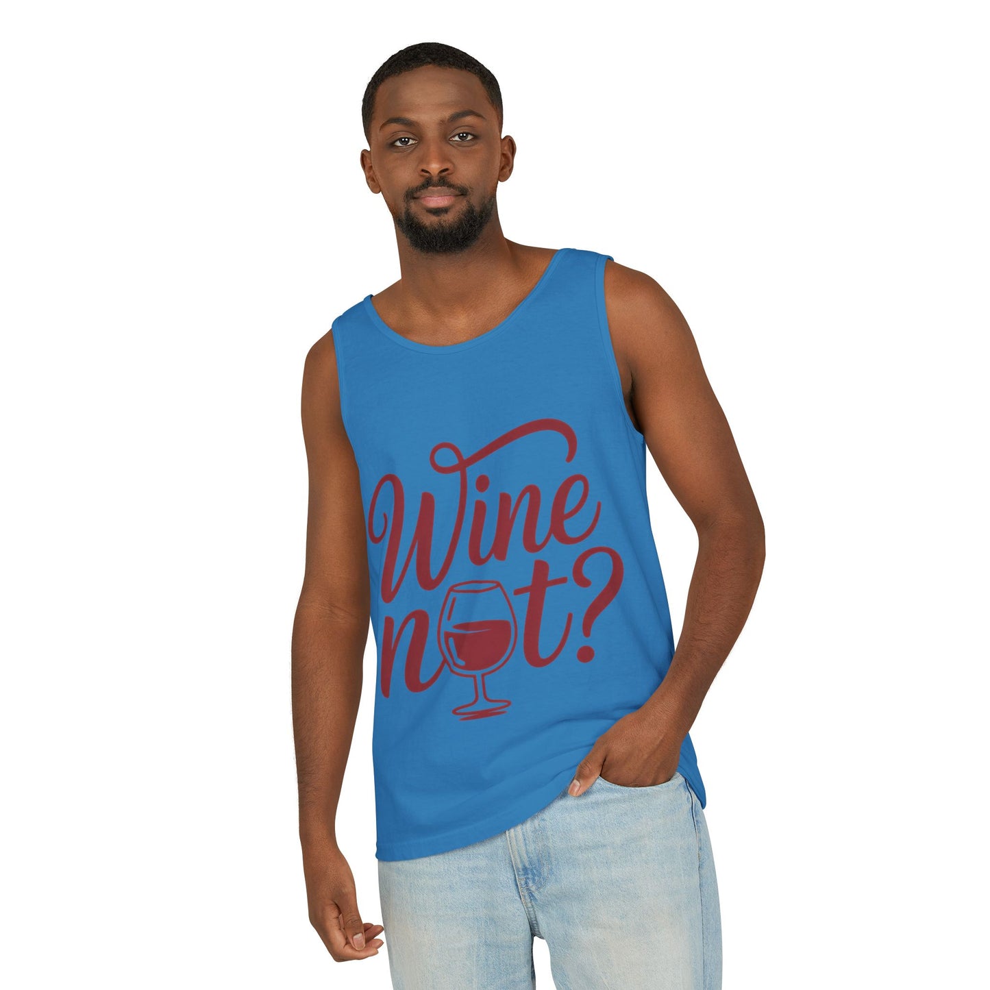 Unisex Garment Tank Top, Wine Not? Tank Top - Perfect for Summer Parties, Wine Lovers, Gifts, Casual Wear, or Vacations