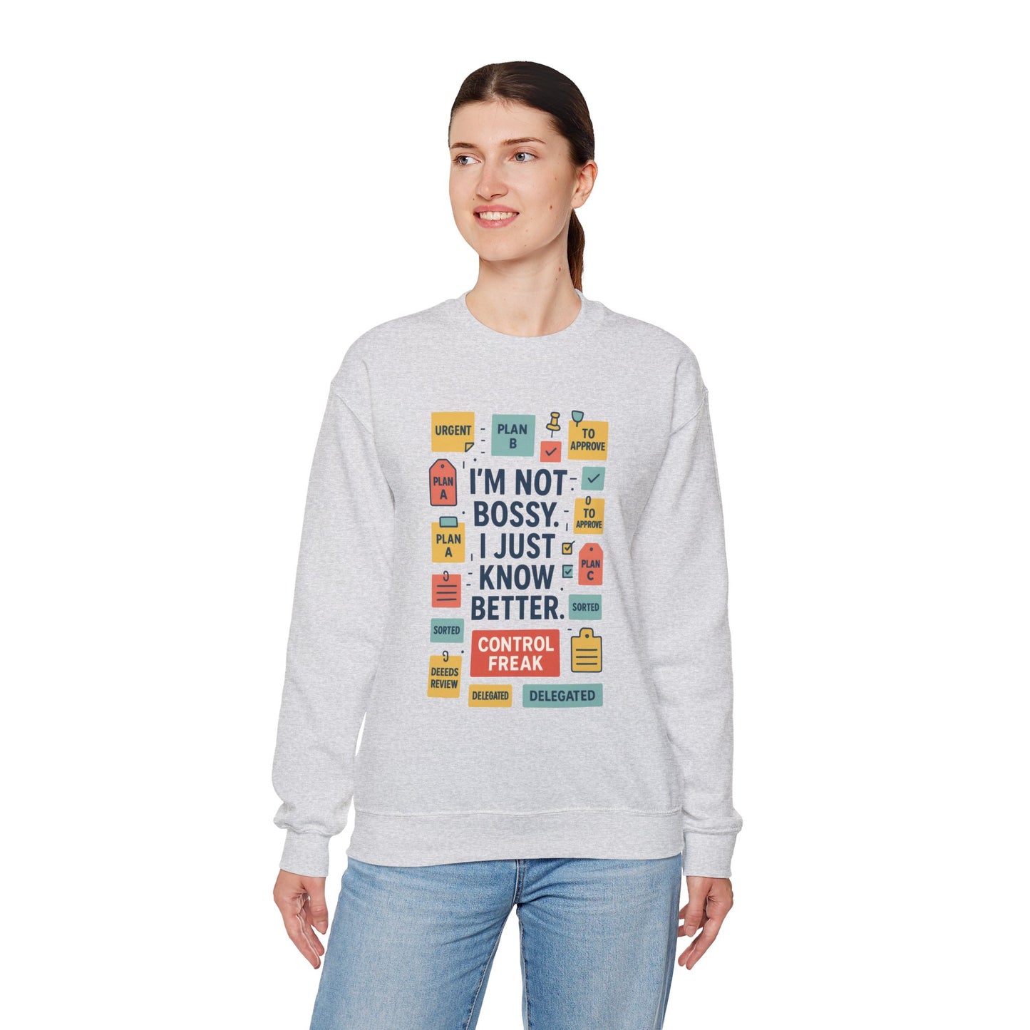 Funny Womens Control Freak Sweatshirt, Bold Sarcastic Quote Pullover, Ideal Gift for Bossy Friends, Funny Womens Sweatshirt