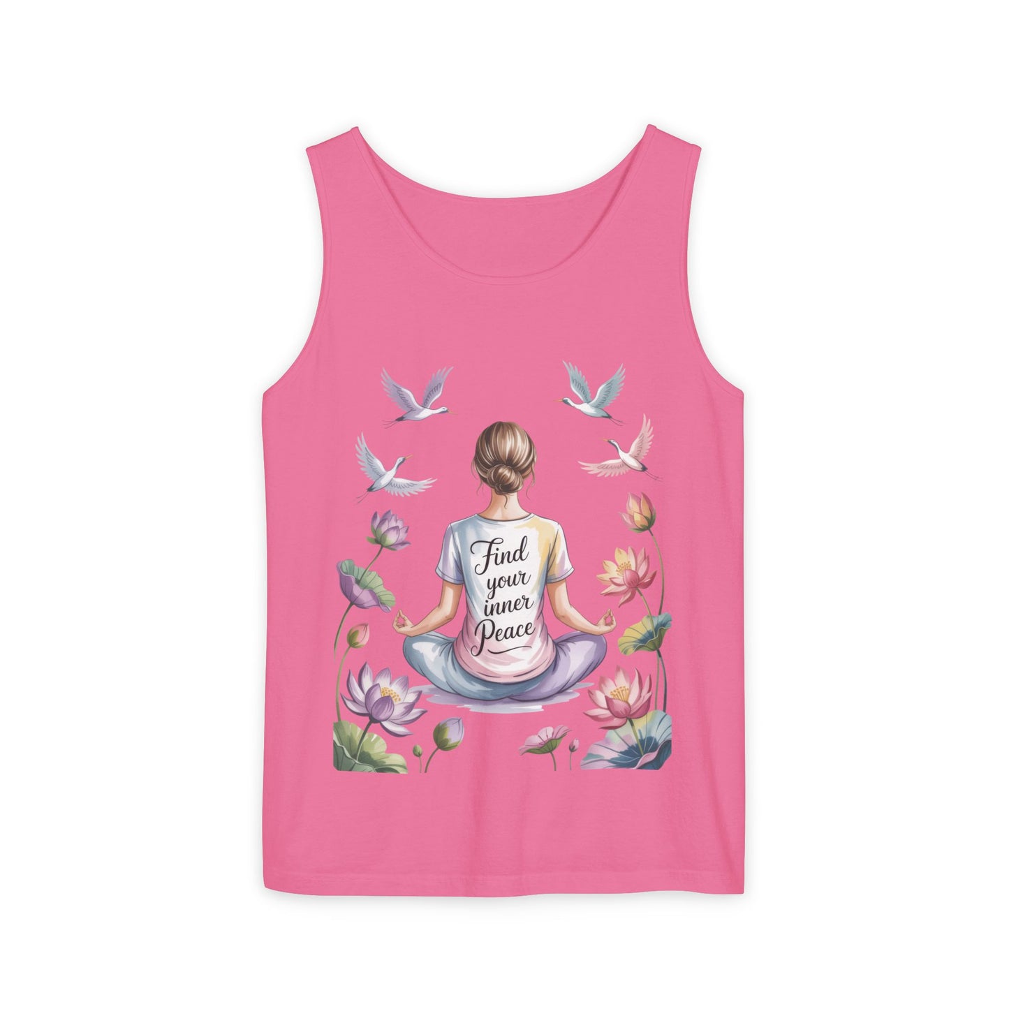 Meditation Floral Womens Tank Top, Find Your Inner Peace, Yoga Apparel, Gift for Mindfulness, Summer Relaxed Wear