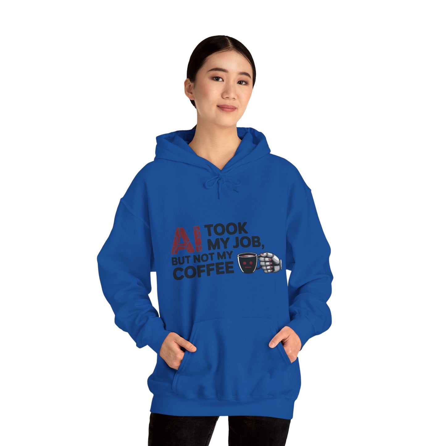Women's AI Coffee Hoodie, Funny Robot Humor Pullover, Geek Job Joke Sweatshirt Gift, Sarcastic Work Shirt, Office Humor