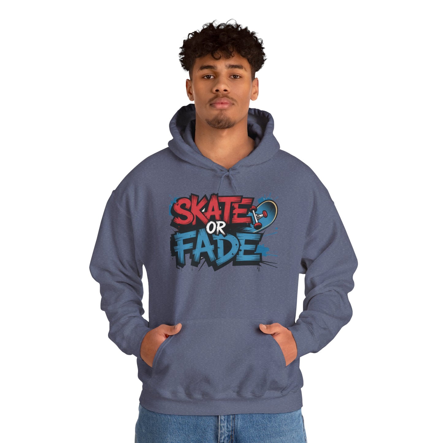 Skate Or Fade Men's Hoodie, Graffiti Skateboarding Pullover, Urban Streetwear Hoodie for Skaters