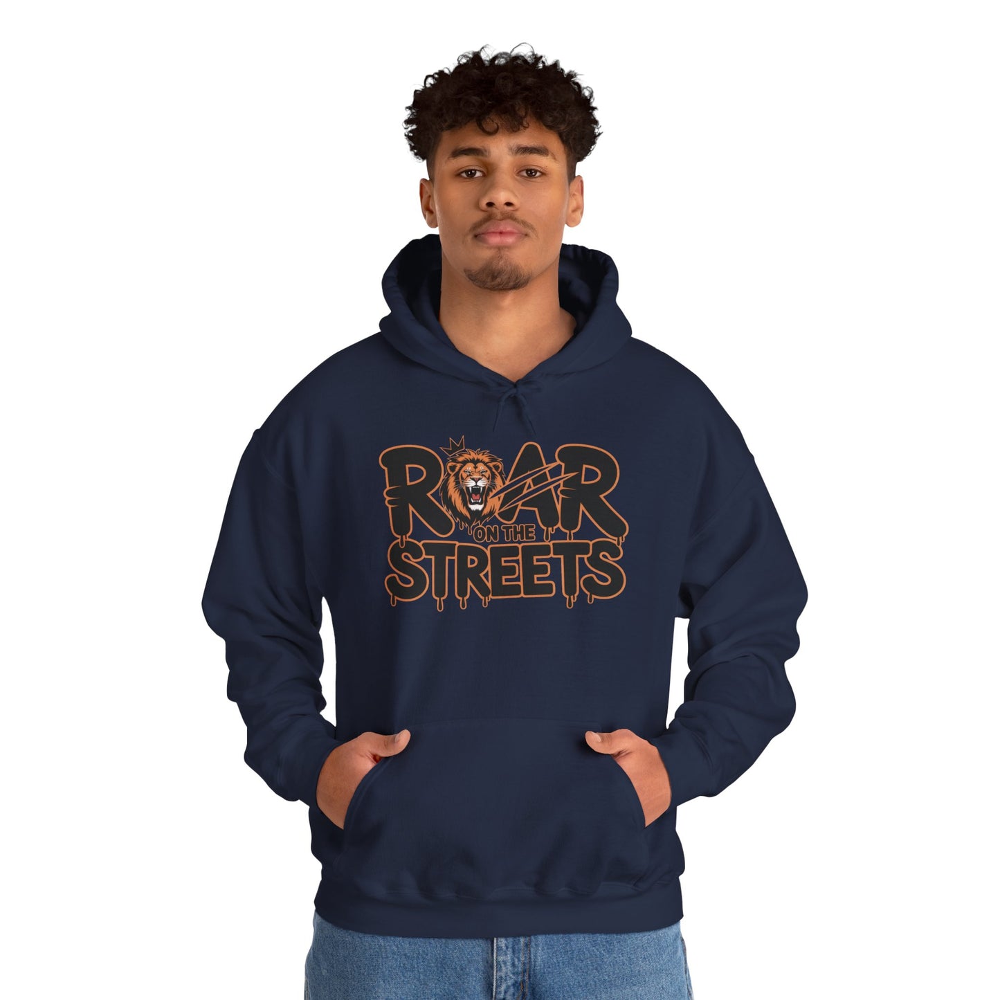 Men's Heavy Blend™ Hooded Sweatshirt, Roar on the Streets Lion Hoodie Mens Bold Streetwear