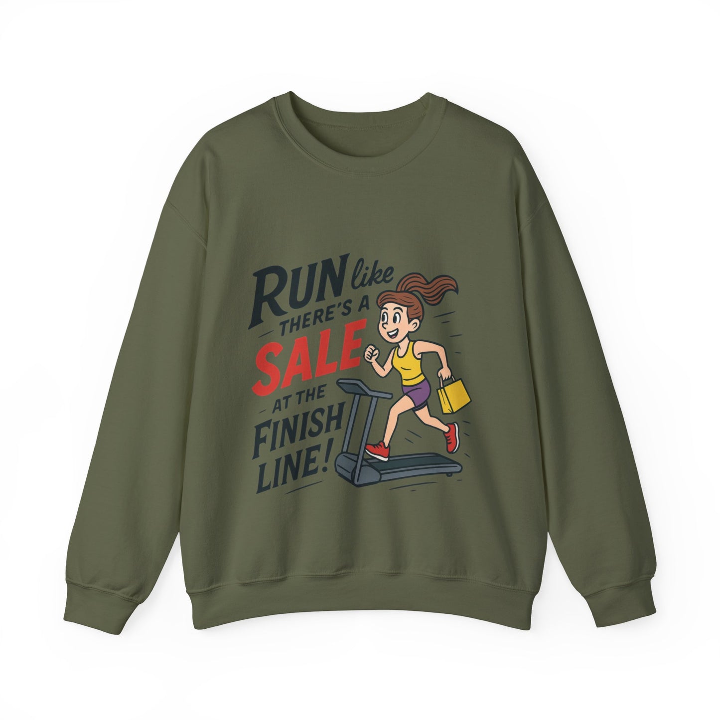 Run Like Theres a SALE at the Finish Line! Womens Sweatshirt, Funny Shopping Pullover, Treadmill Runner Gift for Her, Sale Humor Tee