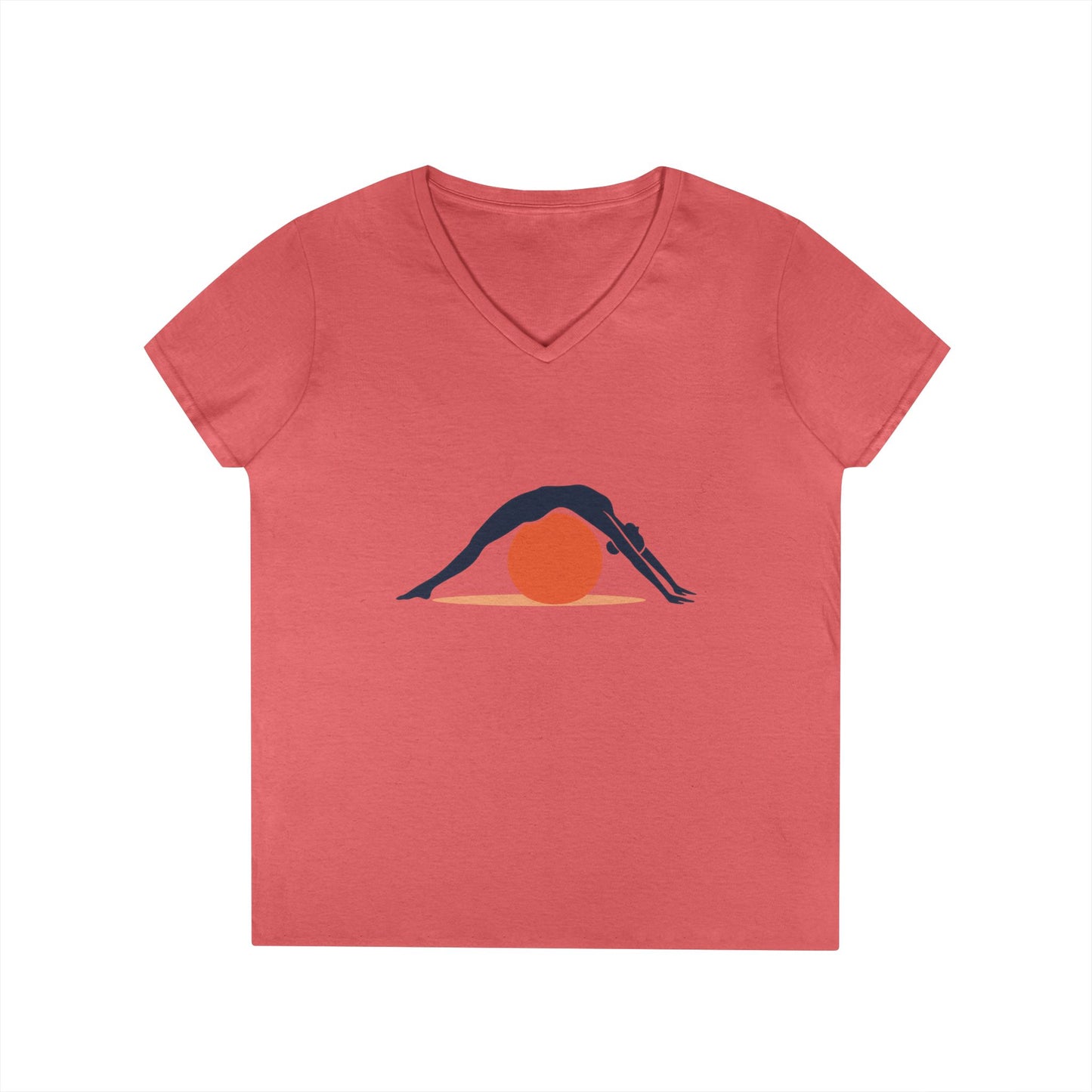 Ladies' V-Neck T-Shirt, Womens Pilates T-Shirt, Yoga Fitness Graphic Tee, Workout Gym Activewear Top