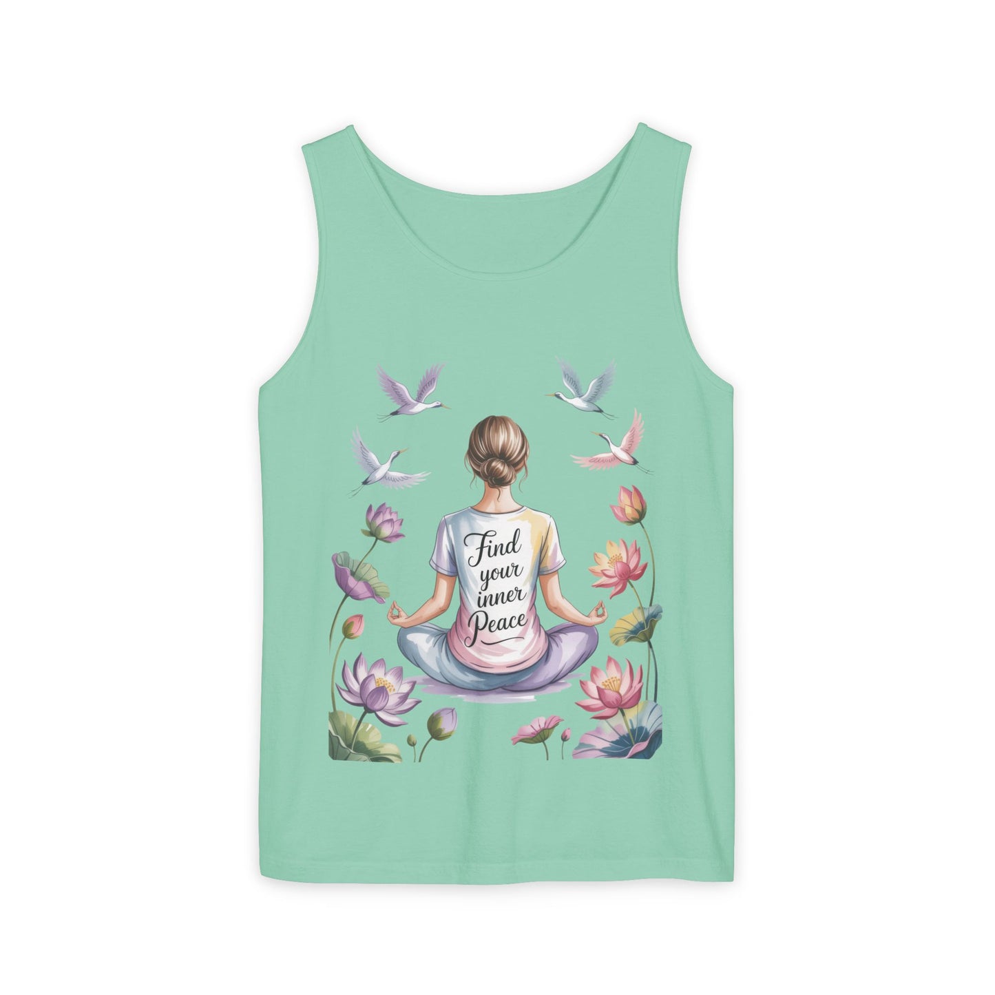Meditation Floral Womens Tank Top, Find Your Inner Peace, Yoga Apparel, Gift for Mindfulness, Summer Relaxed Wear