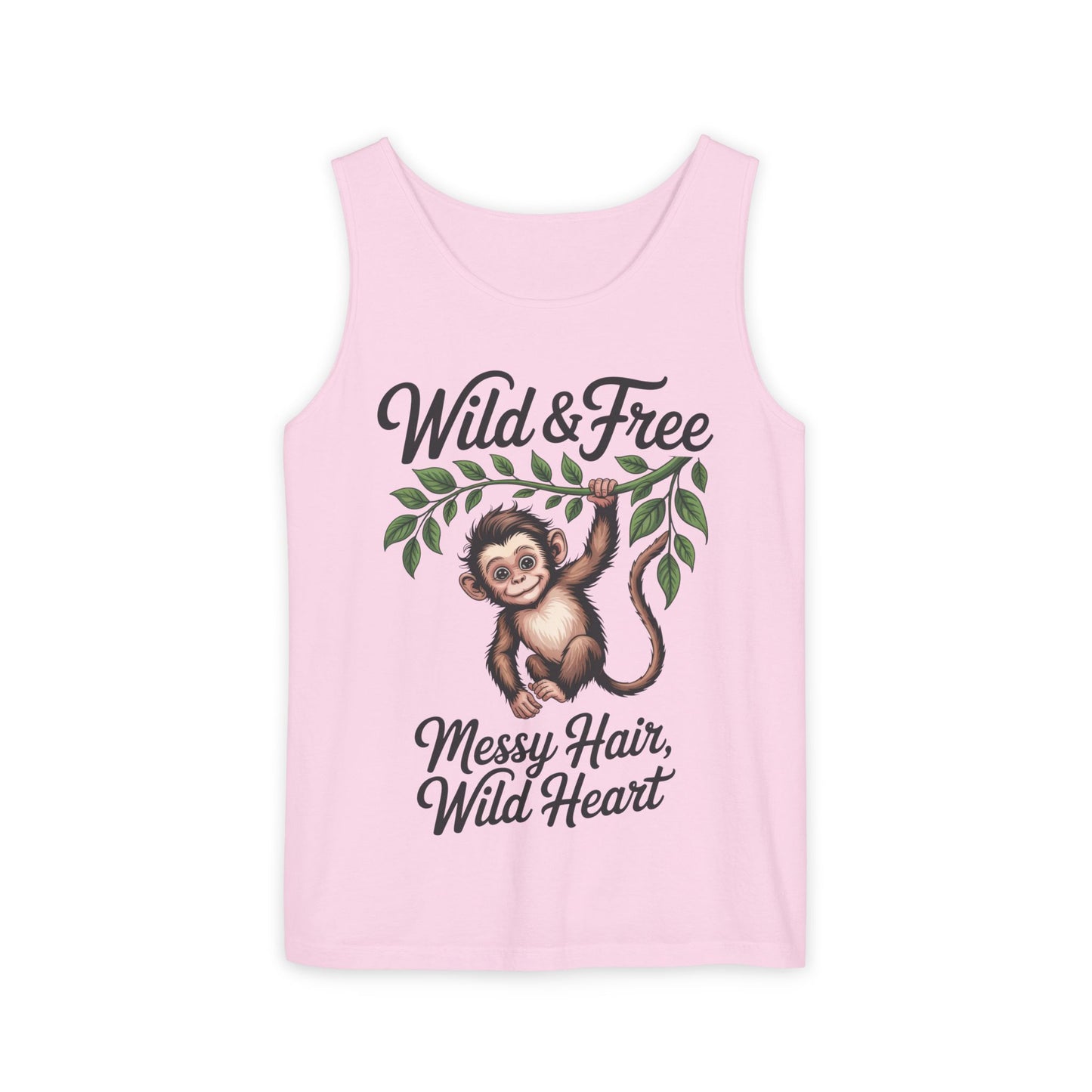Wild & Free Monkey Tank Top, Messy Hair Wild Heart Womens Tank, Cute Jungle Animal Shirt, Boho Adventure Tank, Fun Nature Lover Gift