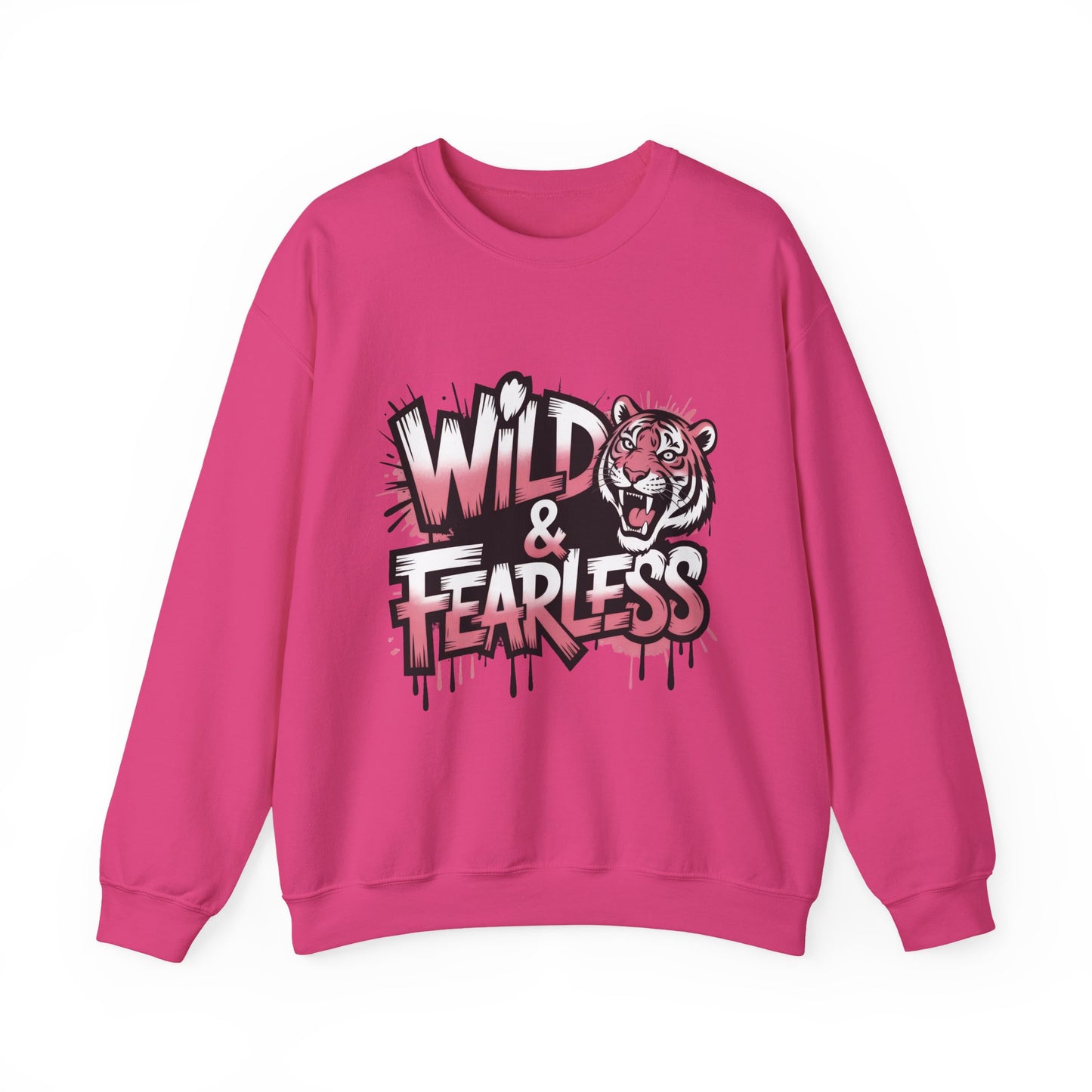 Women's Sweatshirt Wild & Fearless, Tiger Graffiti Graphic Pullover, Bold Urban Streetwear Top