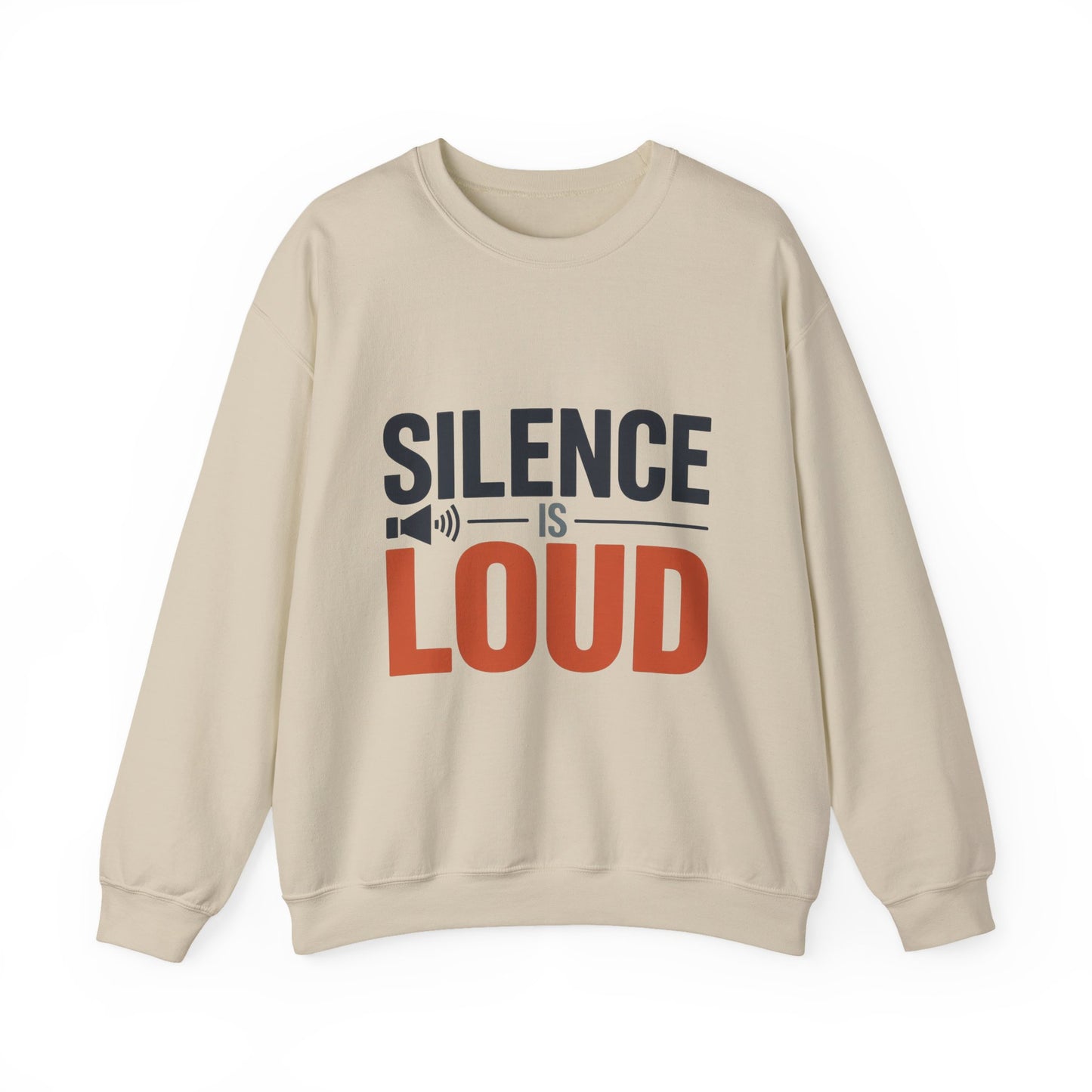 Mens Heavy Blend™ Crewneck Sweatshirt, Silence Is Loud Motivational Mens Sweatshirt
