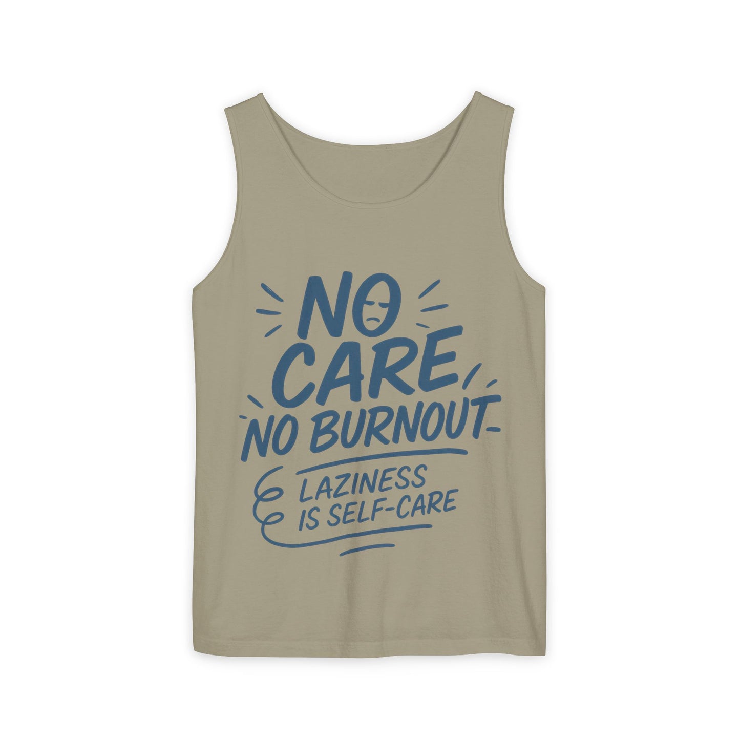Mens Lazy Life Tank Top, No Care No Burnout Funny Quote, Workout Gym Sleeveless Shirt, Humor Gift for Him, Gift for Mental Health Awareness