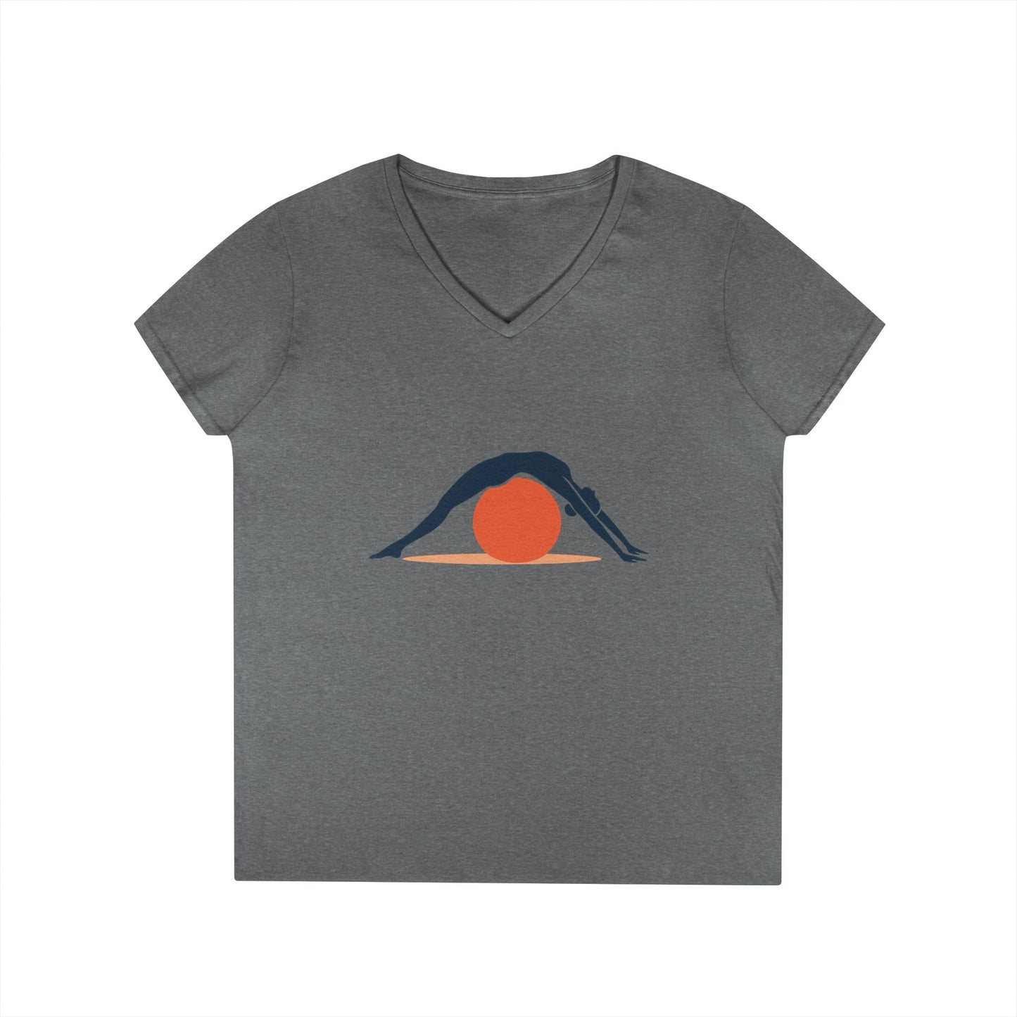 Ladies' V-Neck T-Shirt, Womens Pilates T-Shirt, Yoga Fitness Graphic Tee, Workout Gym Activewear Top