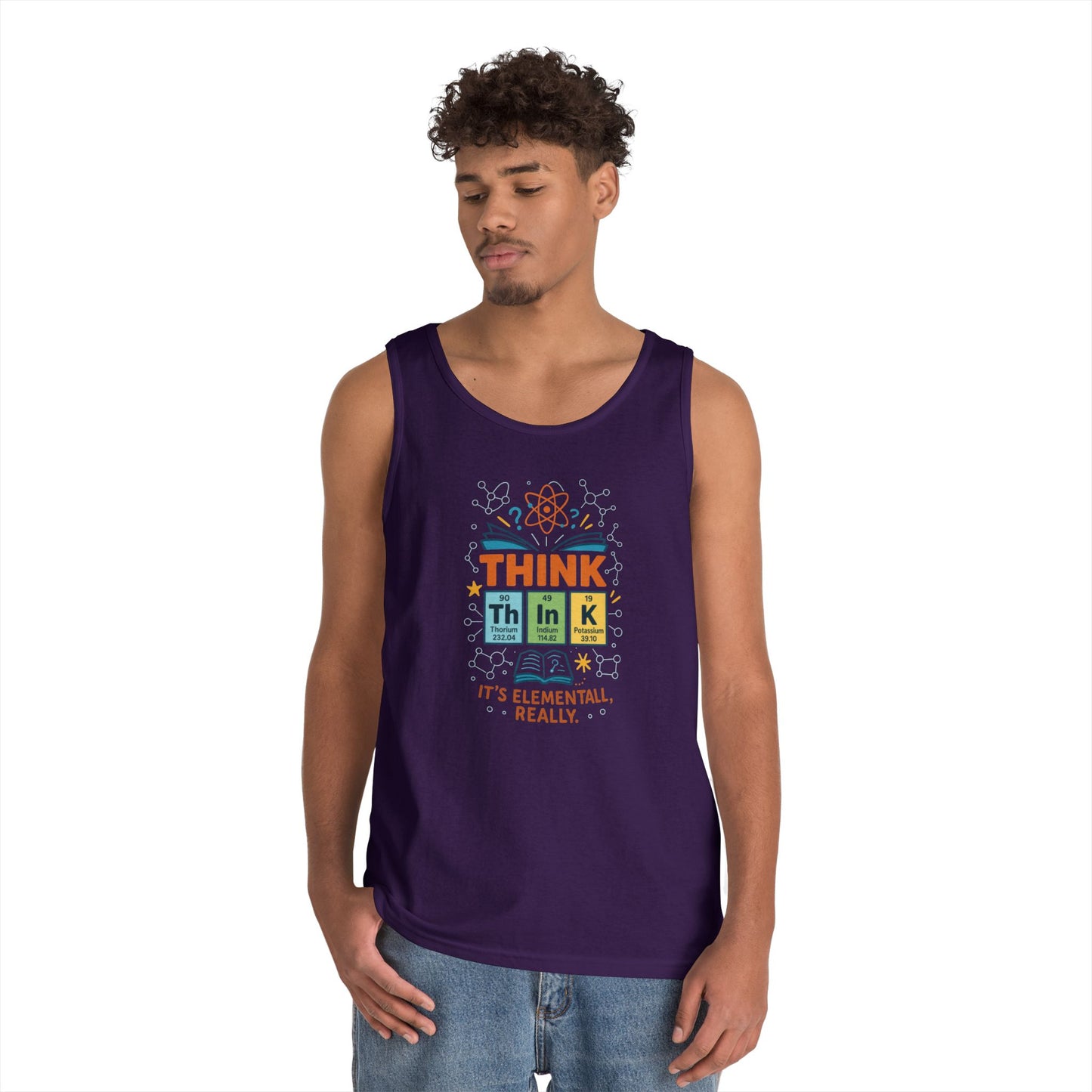 Think Tank Top for Men, Nerdy Chemistry Shirt, Periodic Table Funny Science Tank, Geeky STEM Gift for Him, Science Lovers Gift