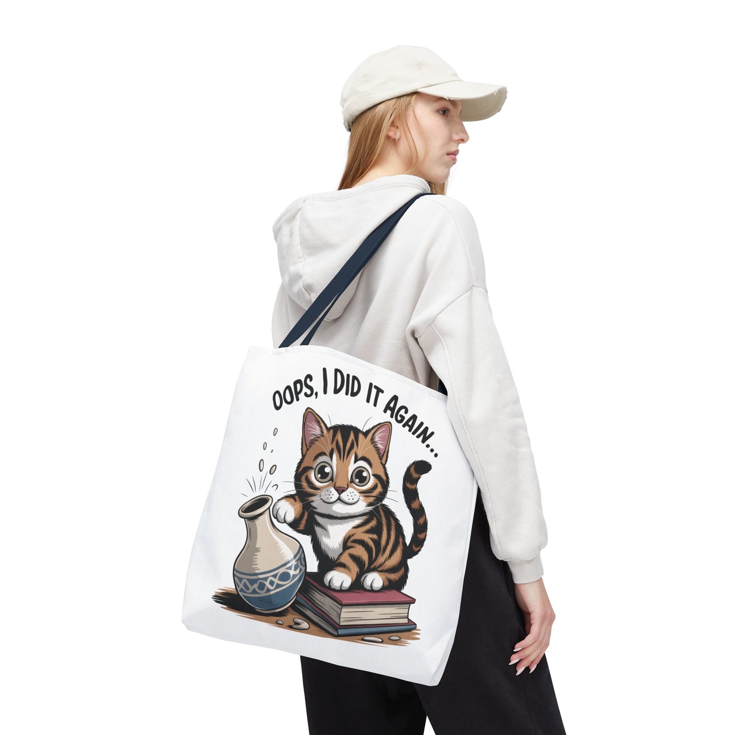 Cat-Themed Tote Bag, "Oops, I Did It Again", Perfect Gift for Cat Lovers, Pet Owners, Birthday, or Everyday Use, Large Tote Bag, beach bag