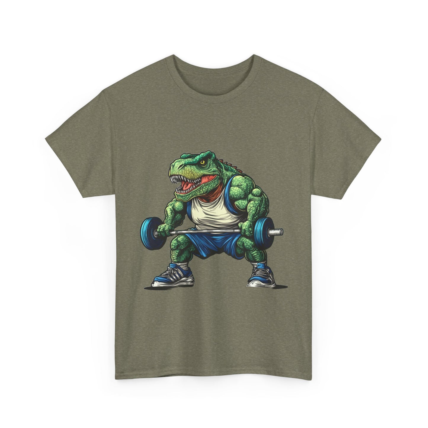 Dino Gym Tee, Muscle T-Rex Gym T-Shirt, Funny Men's Heavy Cotton T-Shirt,Fitness Gift for Gym Lovers, Cute Dinosaur Tee