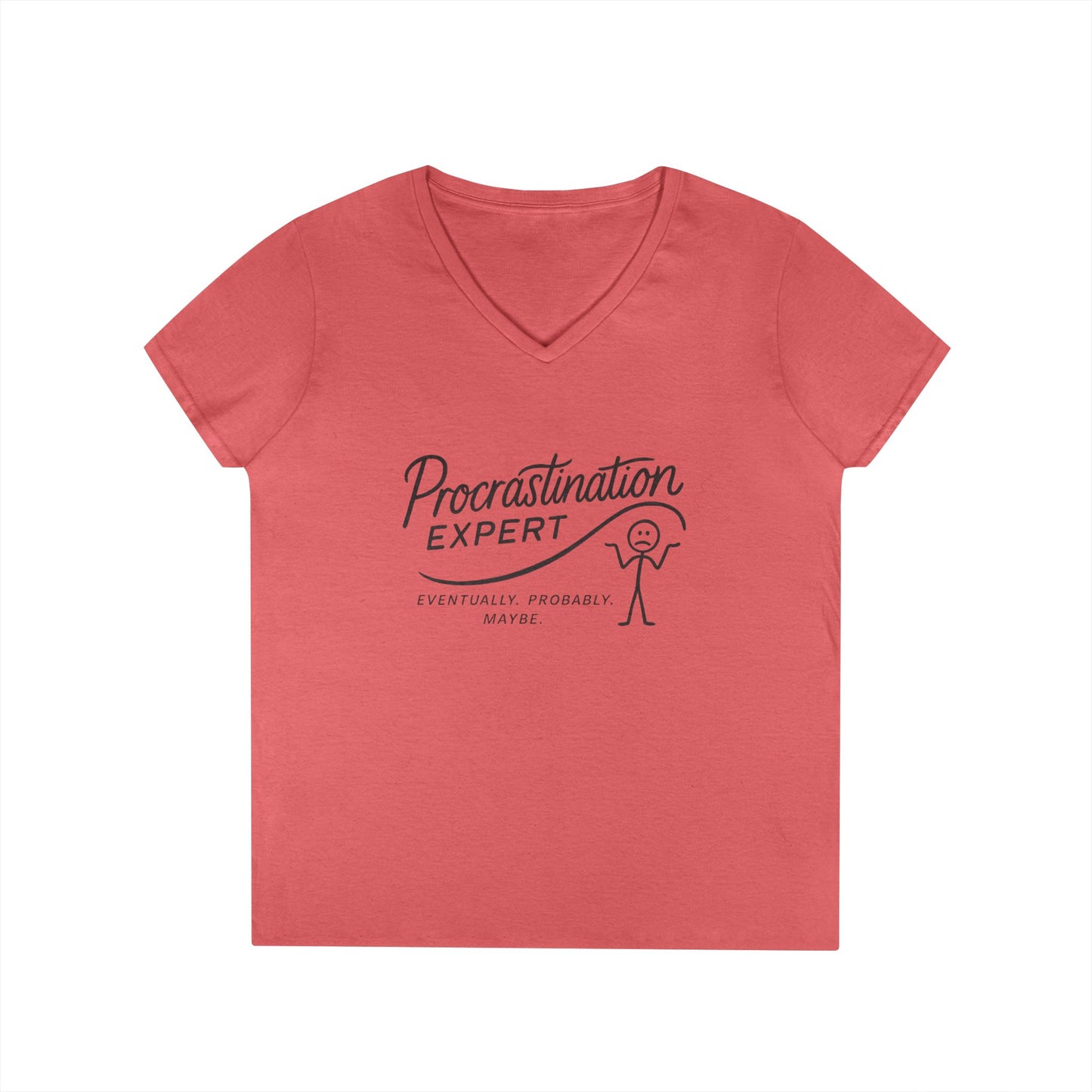 Procrastination Expert V-Neck T-Shirt, Funny Gift for Students, Lazy Days, Work from Home, Relaxing Apparel, Humor Shirt