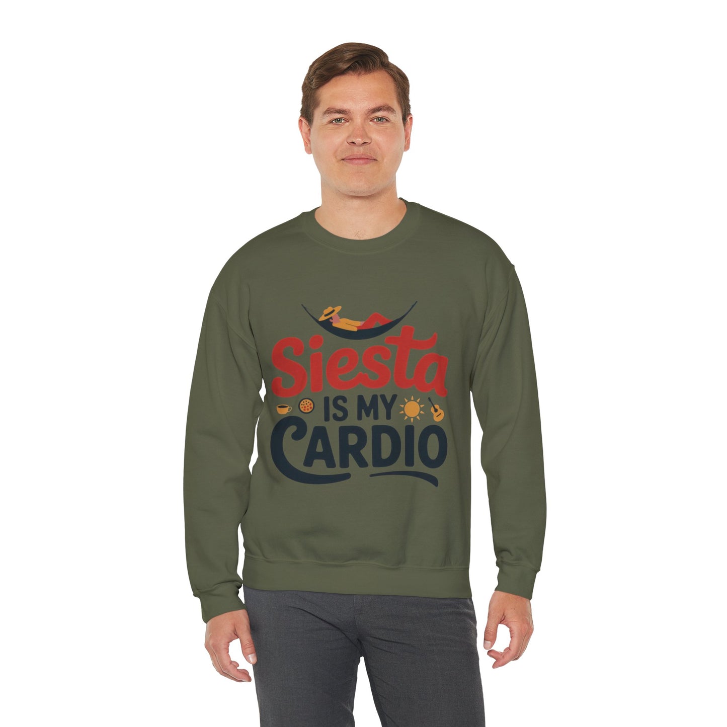 Men's Heavy Blend™ Crewneck Sweatshirt, Siesta Is My Cardio Funny Mens Sweatshirt Spain Gift