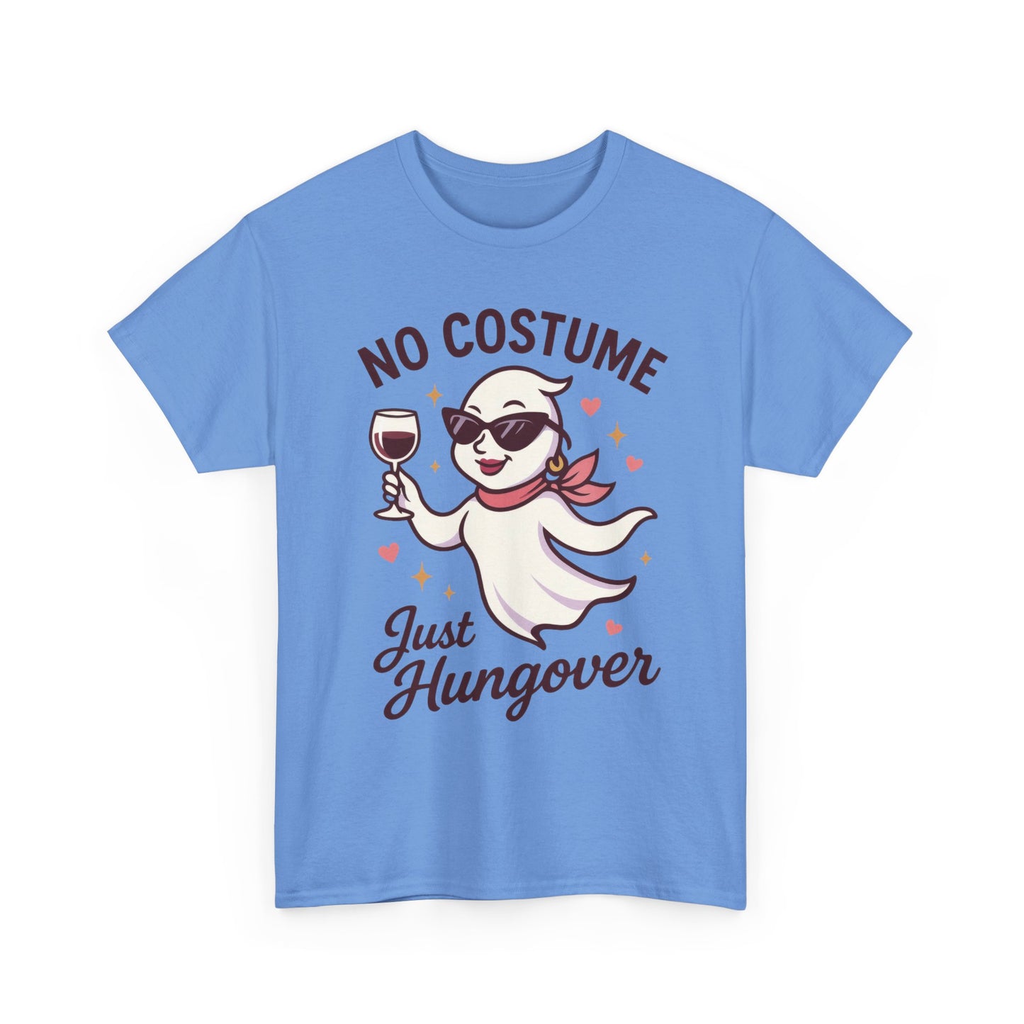 No Costume Just Hungover Women's T-Shirt, Funny Ghost Wine Halloween Party Graphic Tee