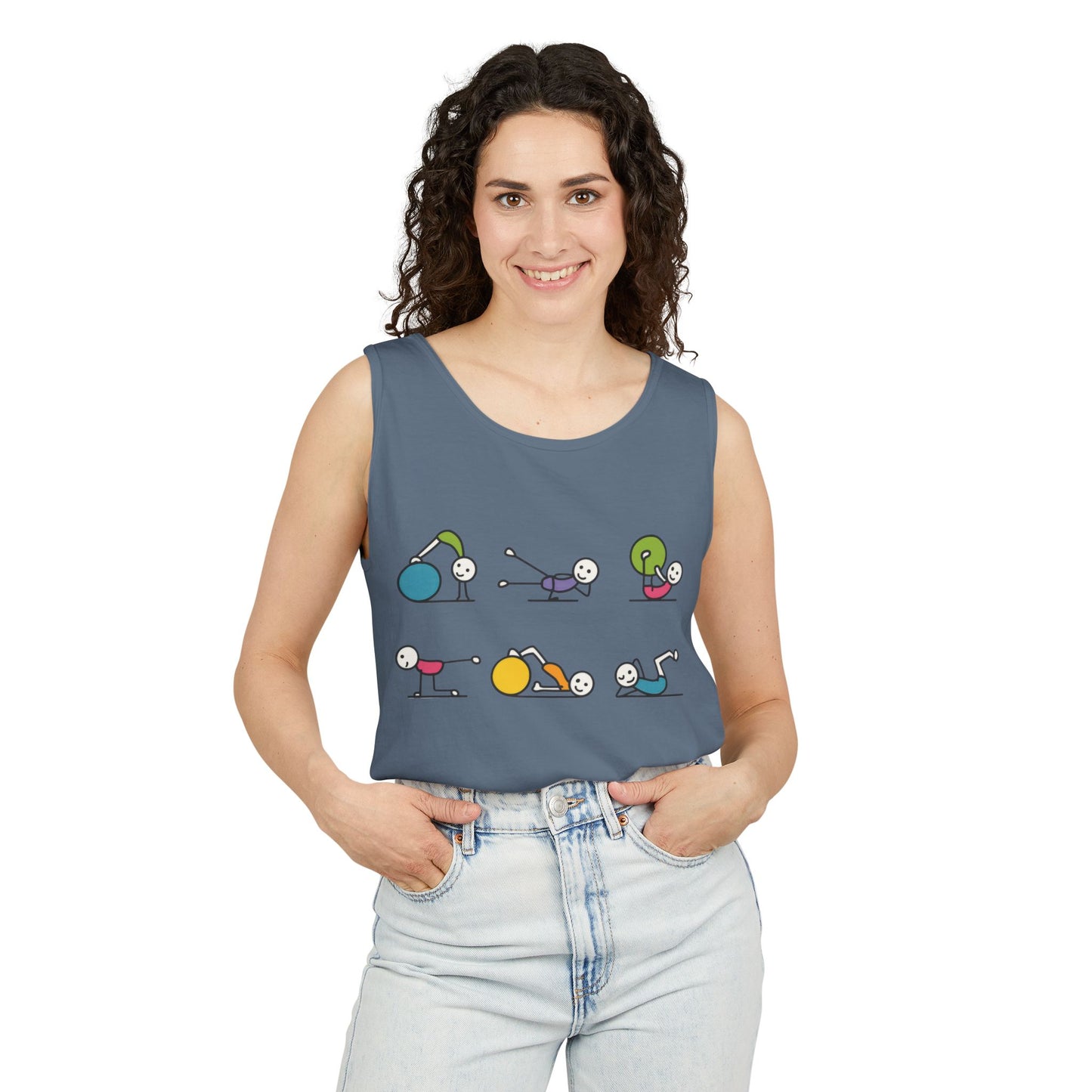 Womens Garment-Dyed Tank Top, Fit Fun Pilates Womens Tank Top, Cute Workout Shirt, Funny Yoga Gym Top for Women