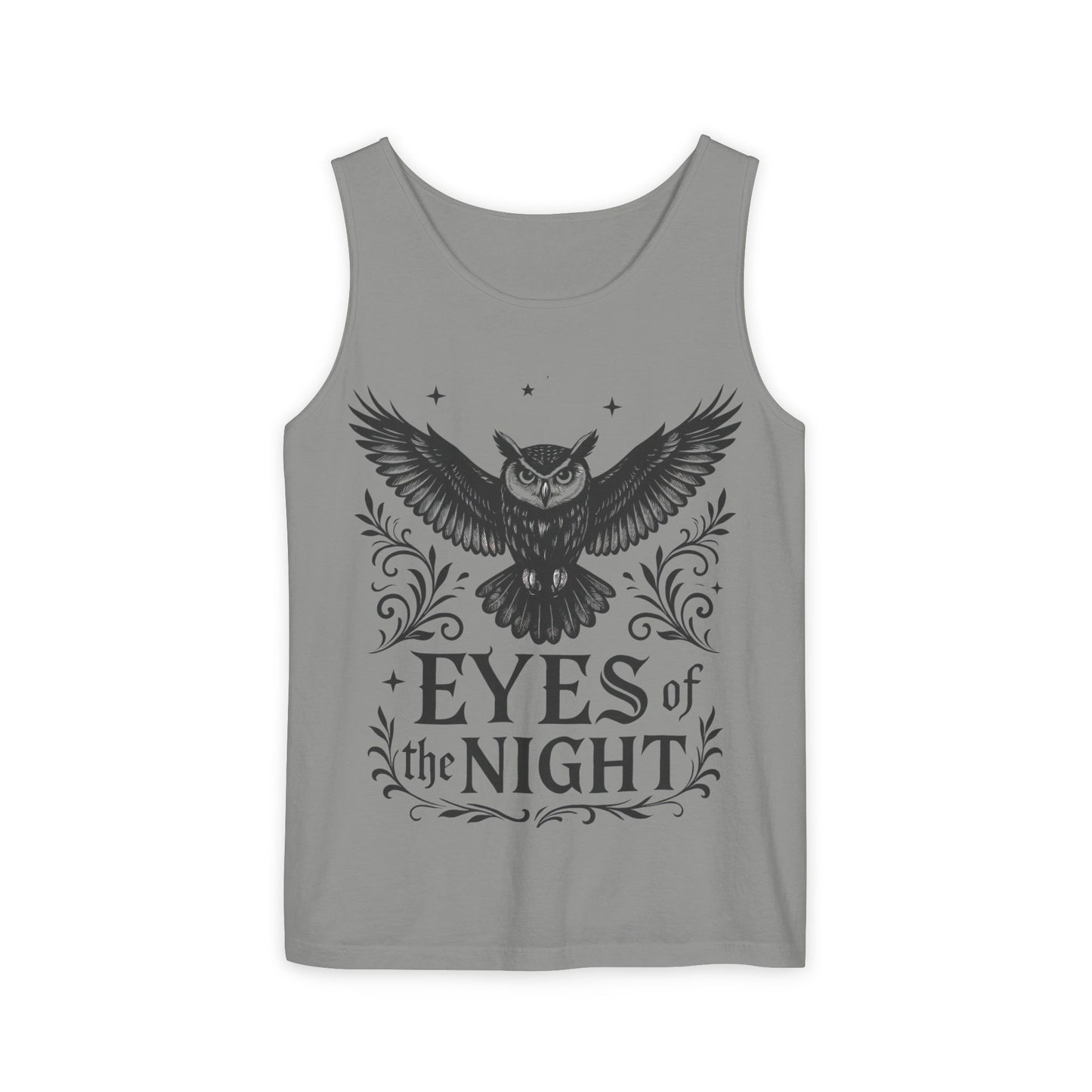 Eyes of the Night Owl Tank Top, Mens Summer Wear, Boho Aesthetic, Festival Outfit, Nature Lover Gift, Halloween Apparel