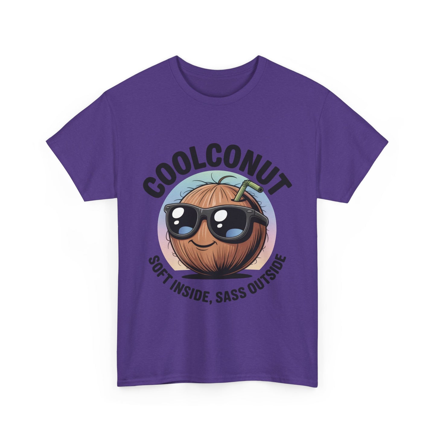 Coolconut Women's Heavy Cotton Tee, Fun Casual Shirt, Gift for Coconut Lovers, Summer Vibes Tee, Soft Inside Sass Outside Shirt