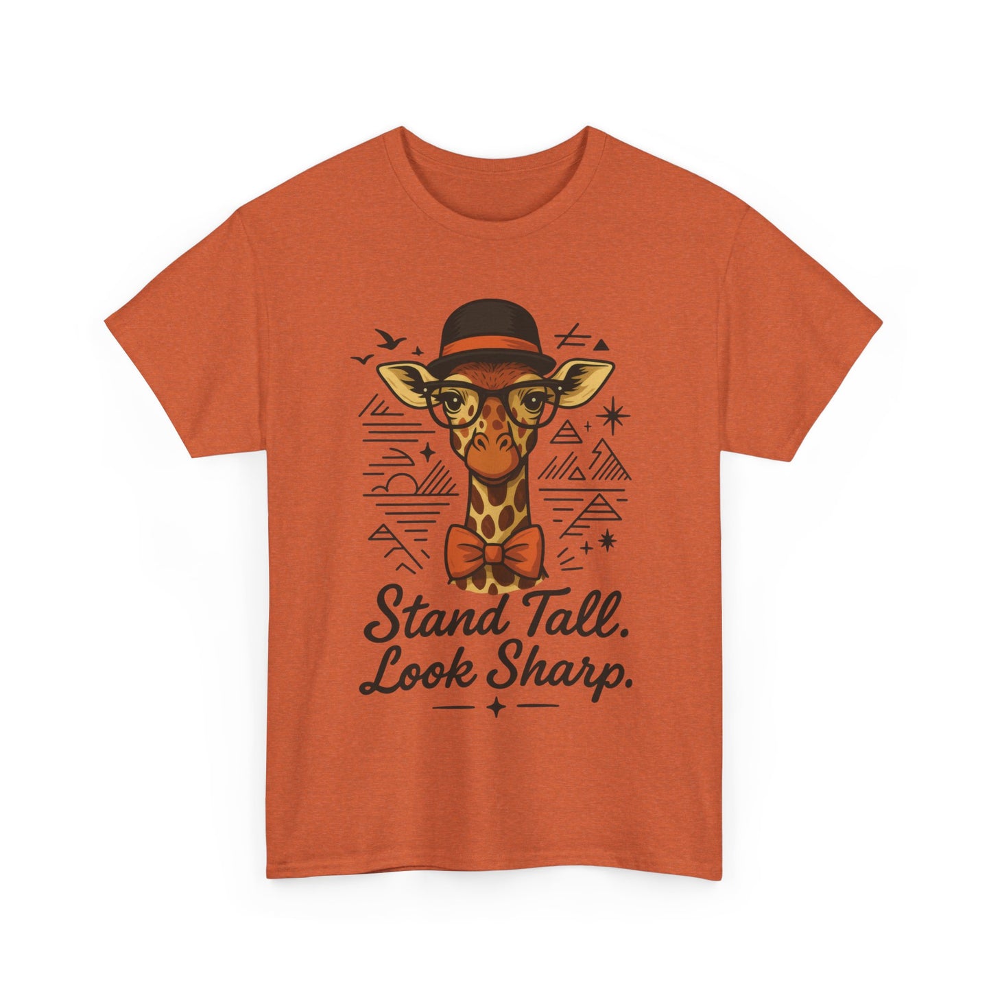 Hipster Giraffe T-Shirt with Hat and Glasses, Whimsical Giraffe Tee, Fun Gift, Cute Graphic Shirt, Unisex Heavy Cotton Tee