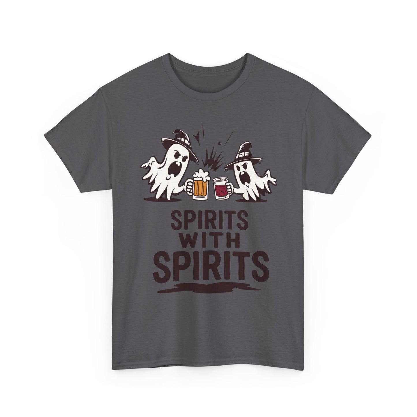 Spirits With Spirits Men's T-Shirt, Funny Ghost Drinking Halloween Party Graphic Tee