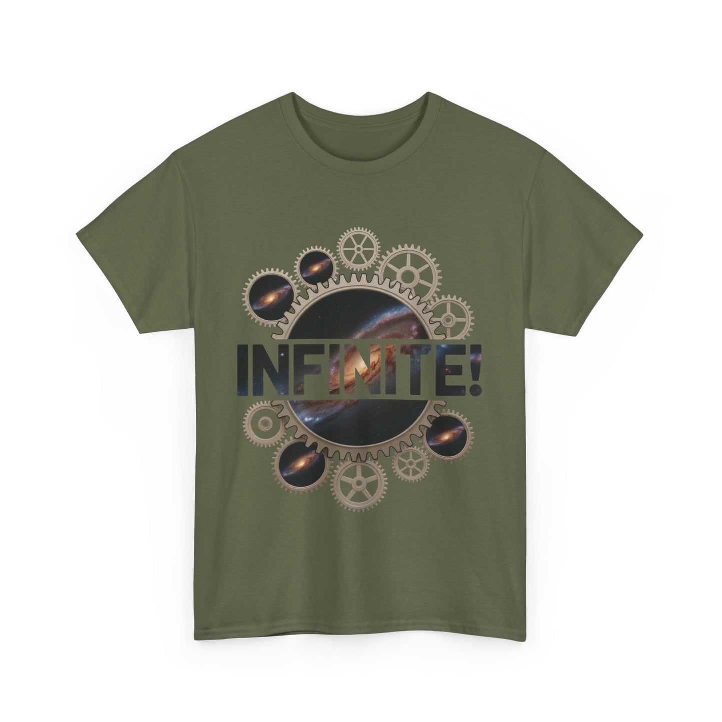 Steampunk Space Gears T-Shirt, Unisex Infinite Universe Graphic Tee, Cosmic Mechanical Design Tee for Sci-Fi & Engineering Lovers