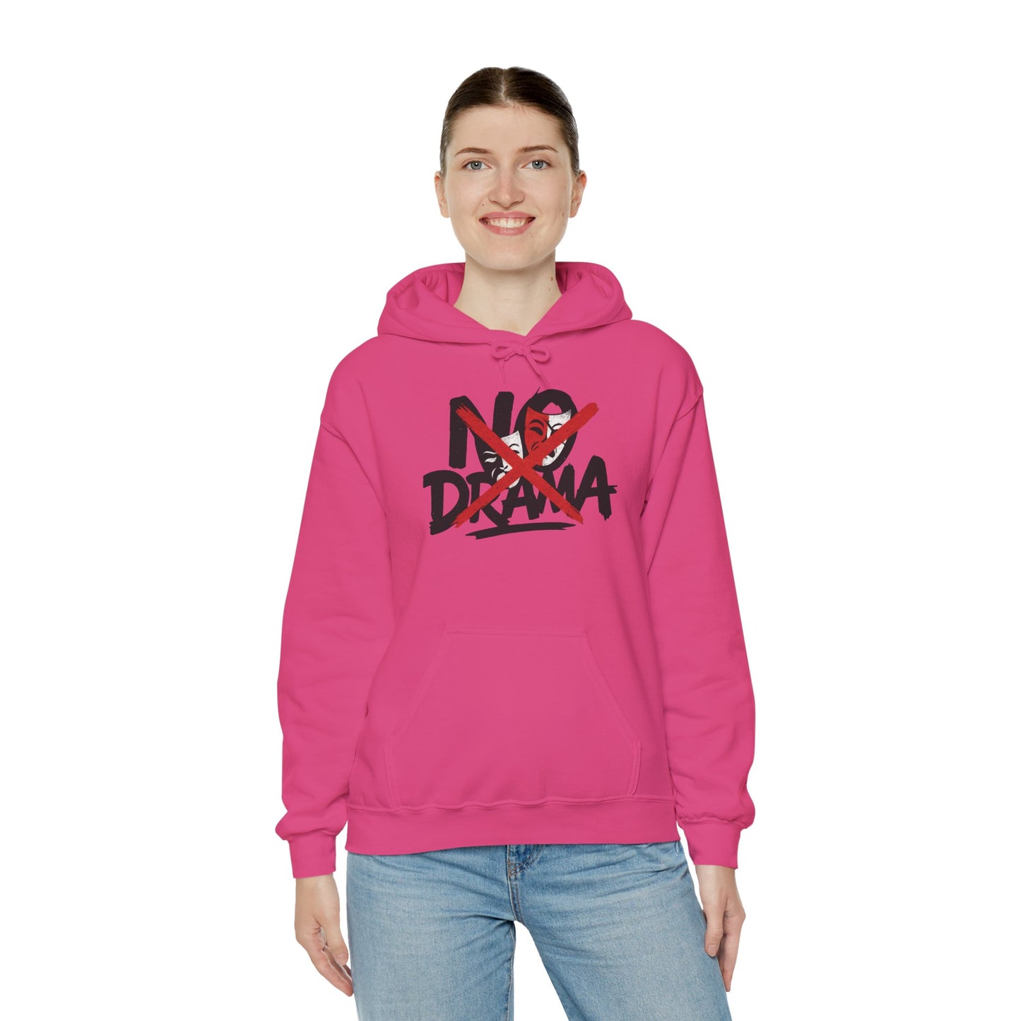 No Drama Womens Hooded Sweatshirt, Cozy Hoodie, Casual Gift, Relaxed Style, Everyday Wear, Funny Sweatshirt